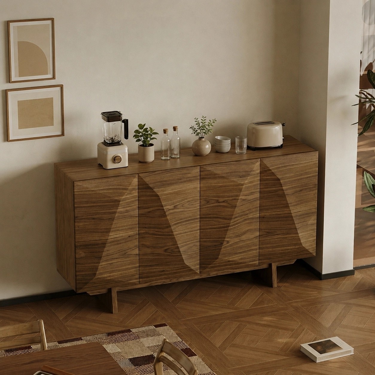 Walnut Geometric Sideboard lifestyle 3