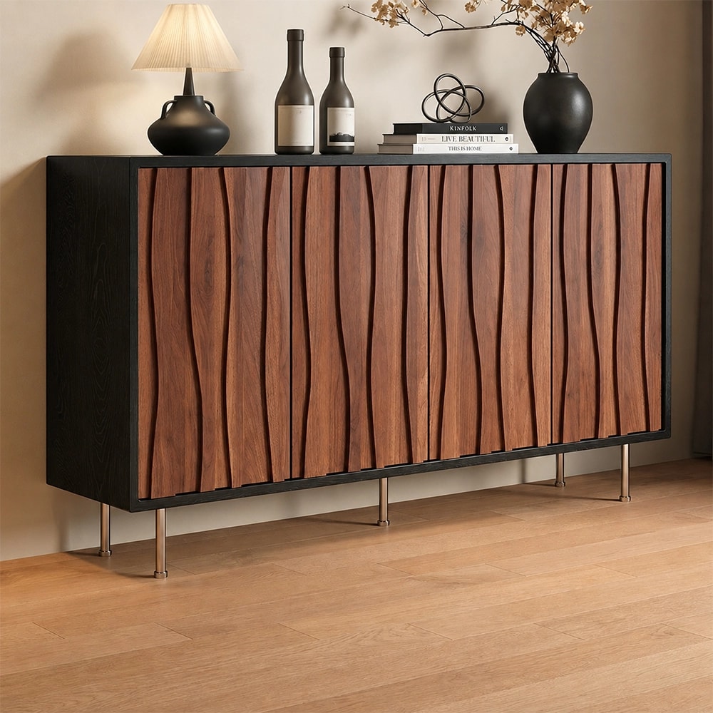 Mid-Century Solid Wood Slatted Sideboard lifestyle 3