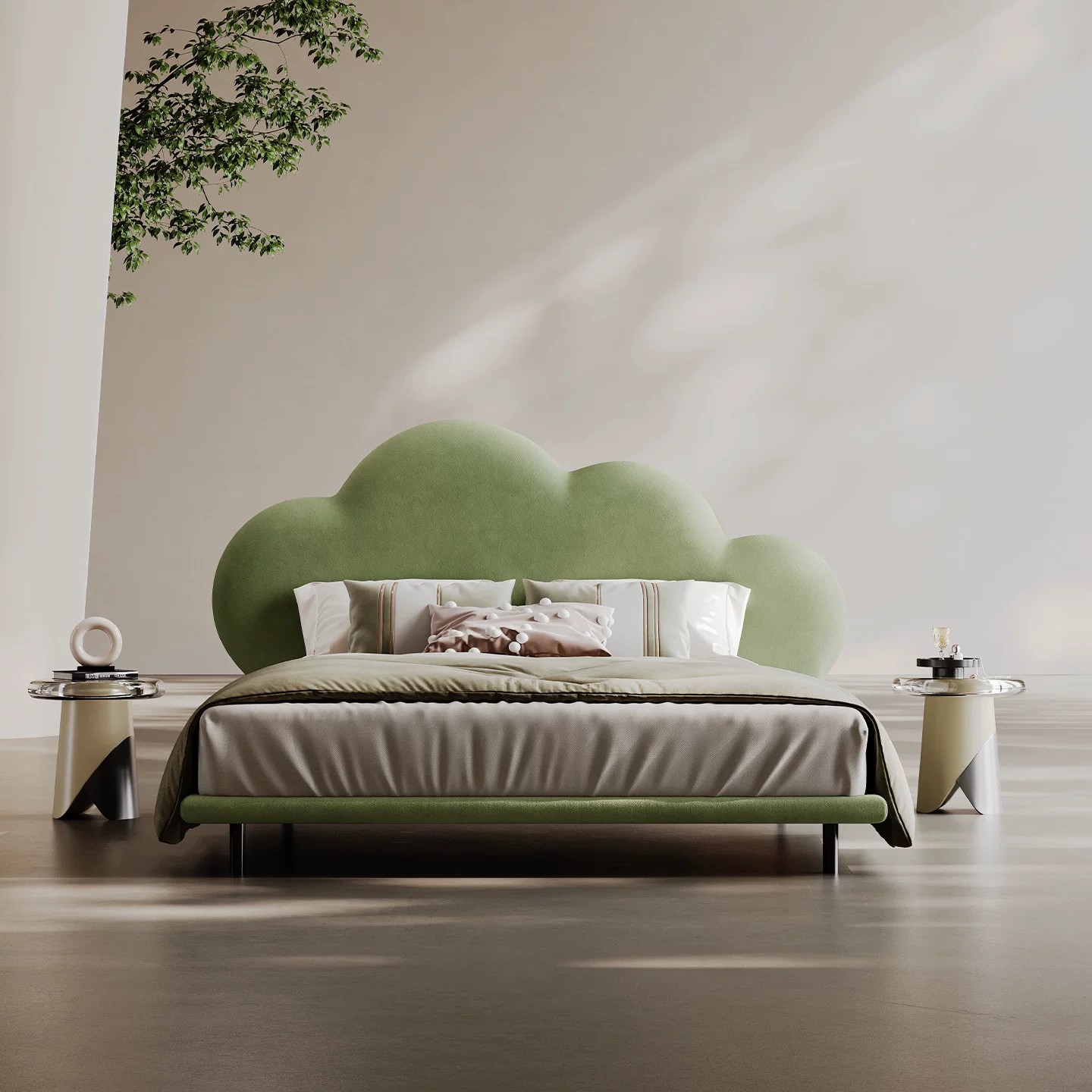 Cloud-Shaped Milk Fleece Bed lifestyle 2