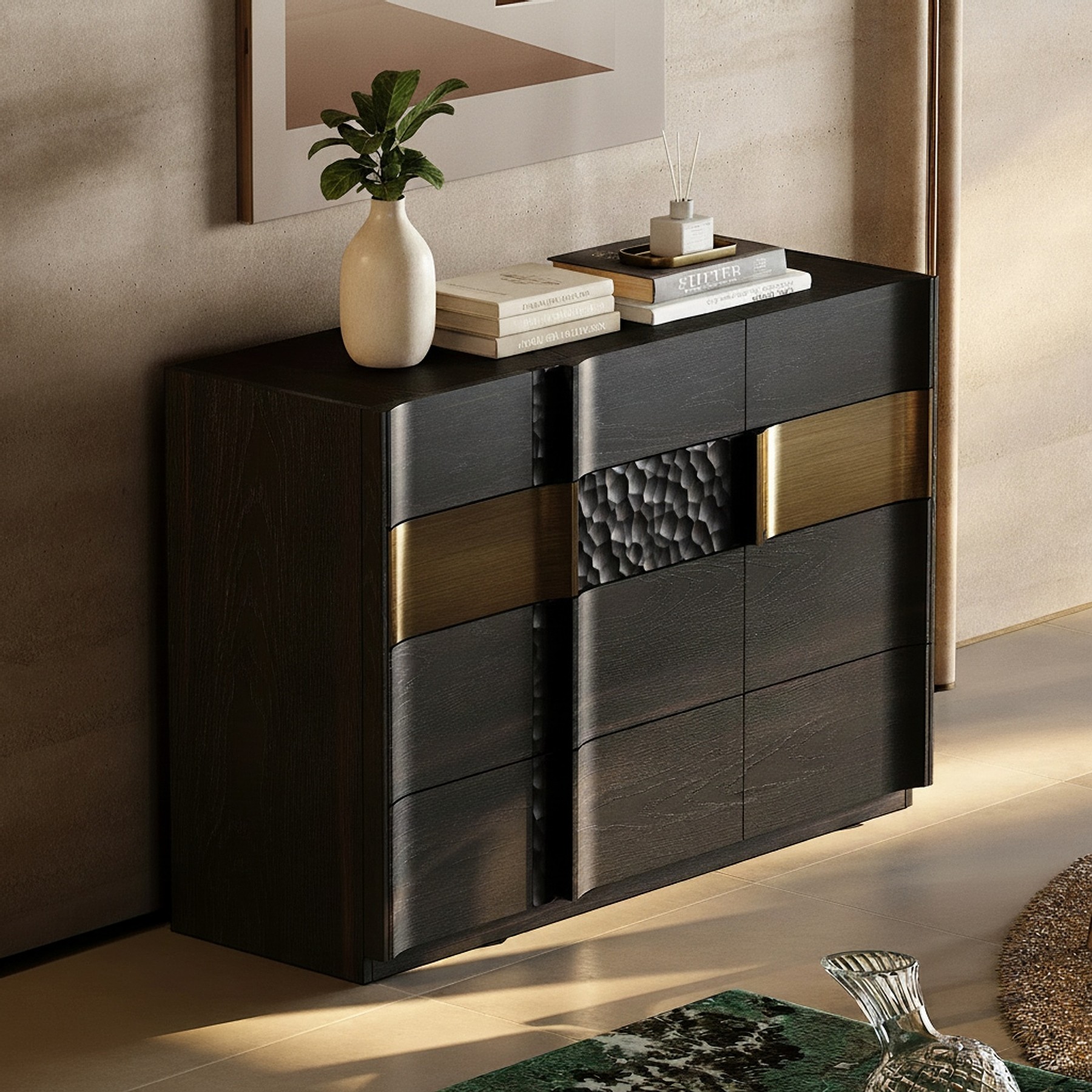 Sculpted Wood Sideboard Cabinet lifestyle 2