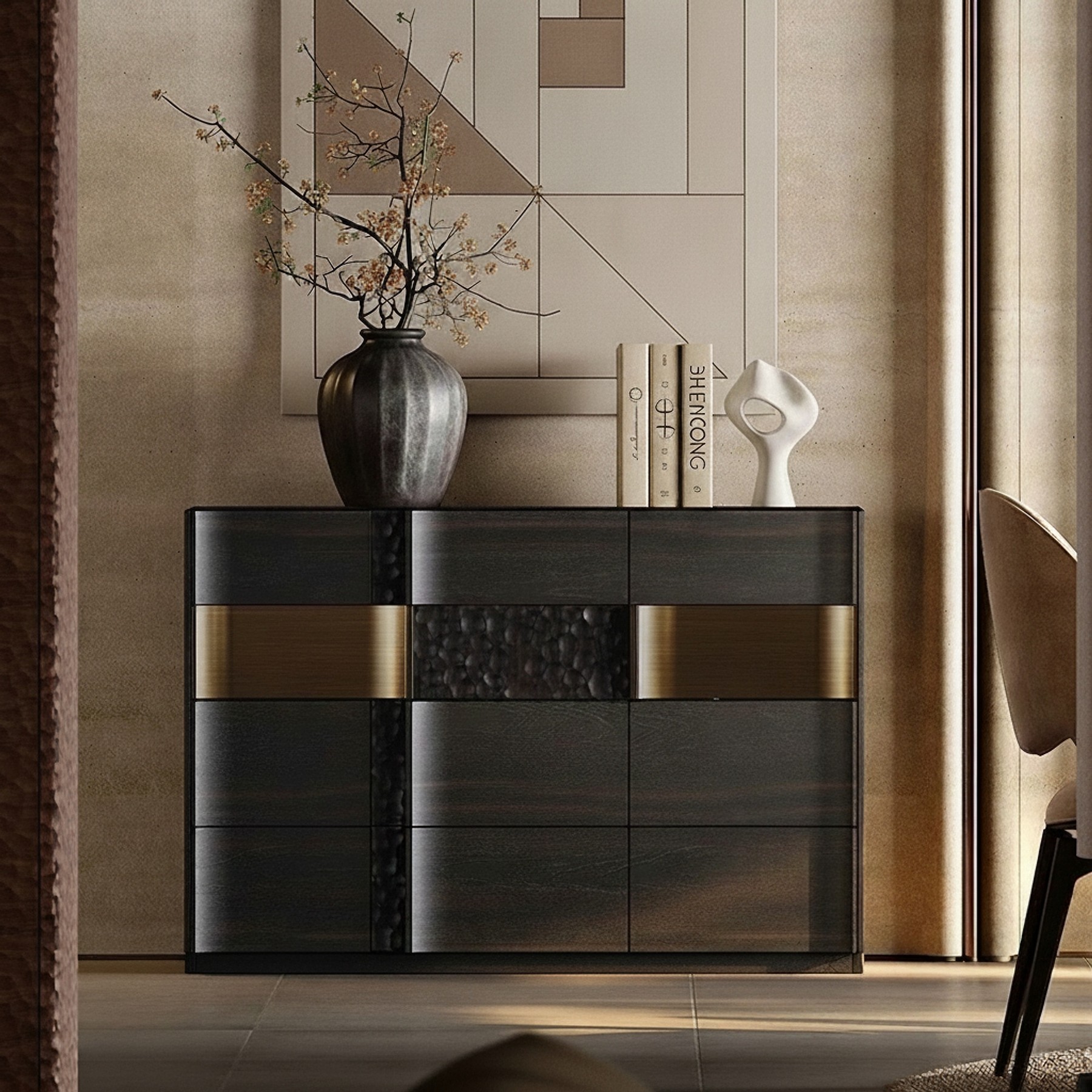 Sculpted Wood Sideboard Cabinet lifestyle 3