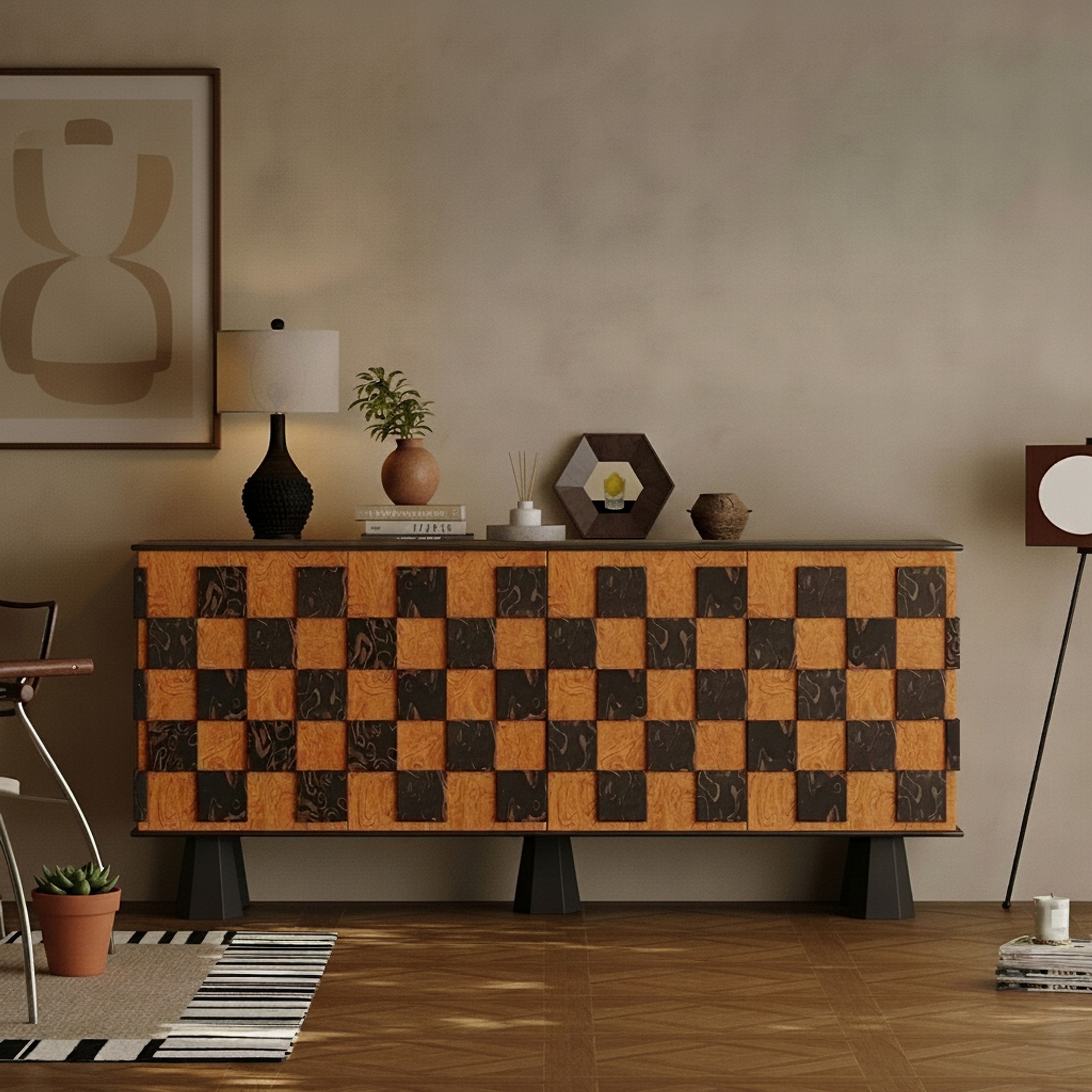 Mid-Century Burl Wood Sideboard lifestyle 3