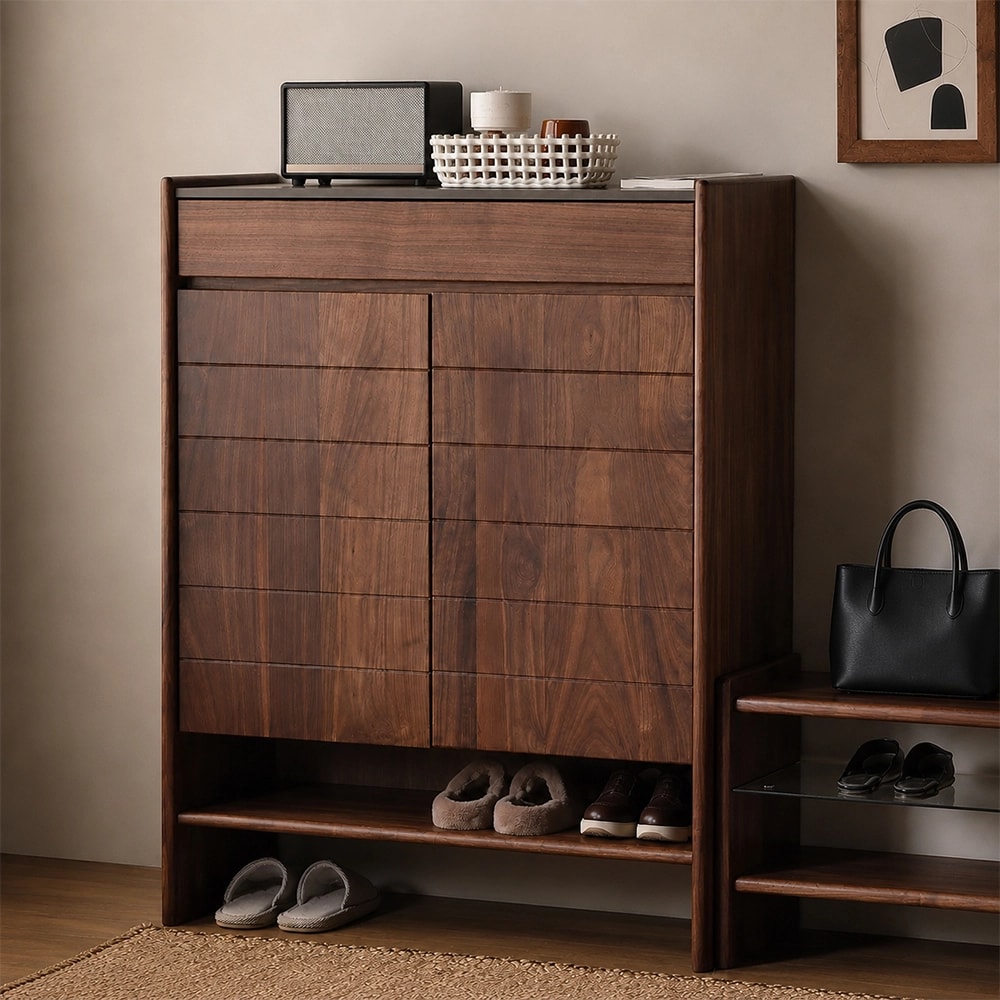 Black Walnut Entryway Shoe Cabinet lifestyle 3