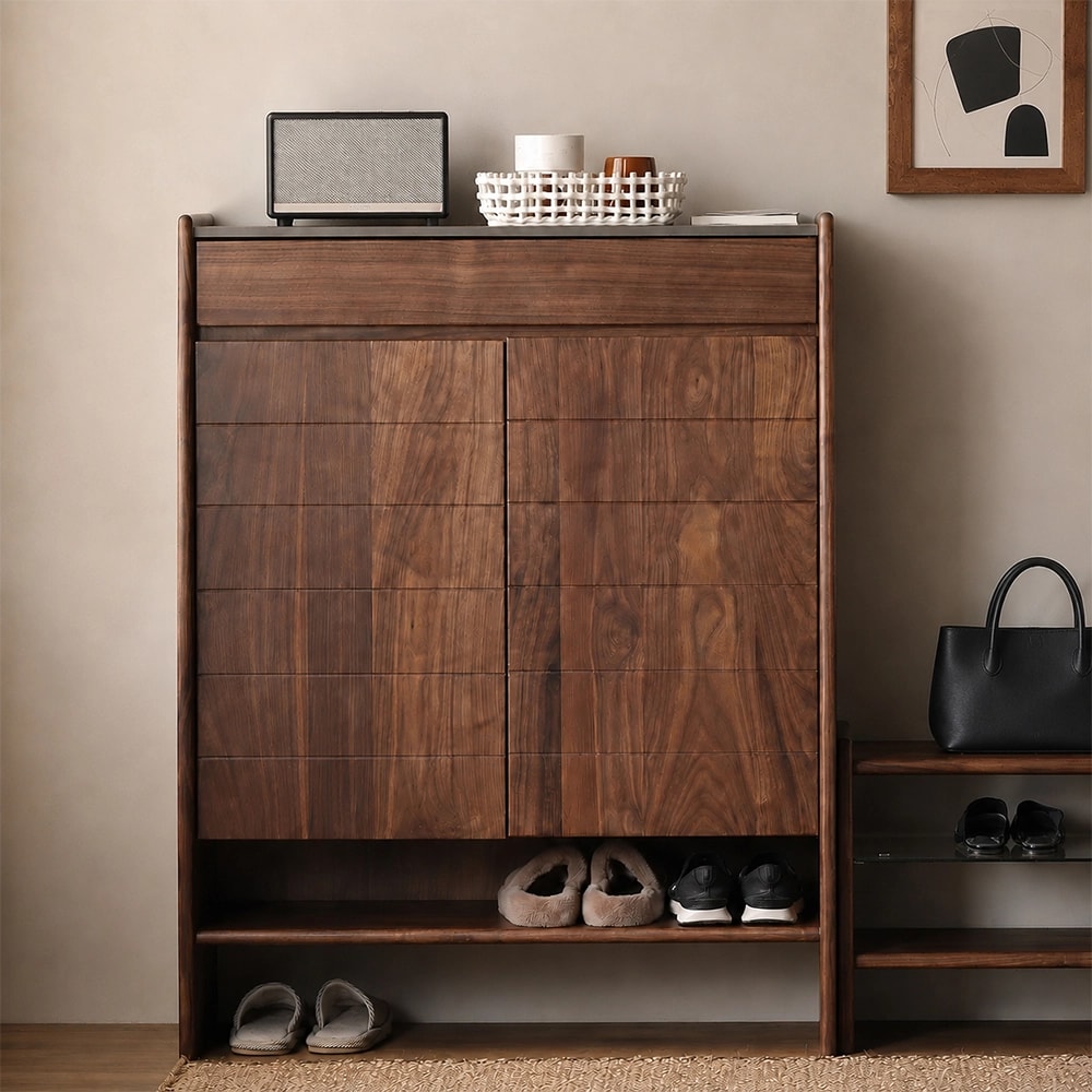 Black Walnut Entryway Shoe Cabinet lifestyle 2