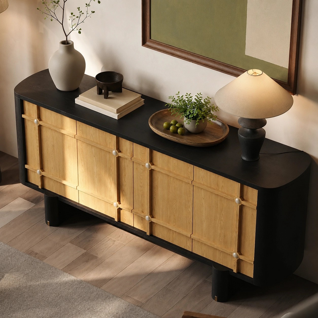 Wabi-Sabi Wood and Black Sideboard lifestyle 3