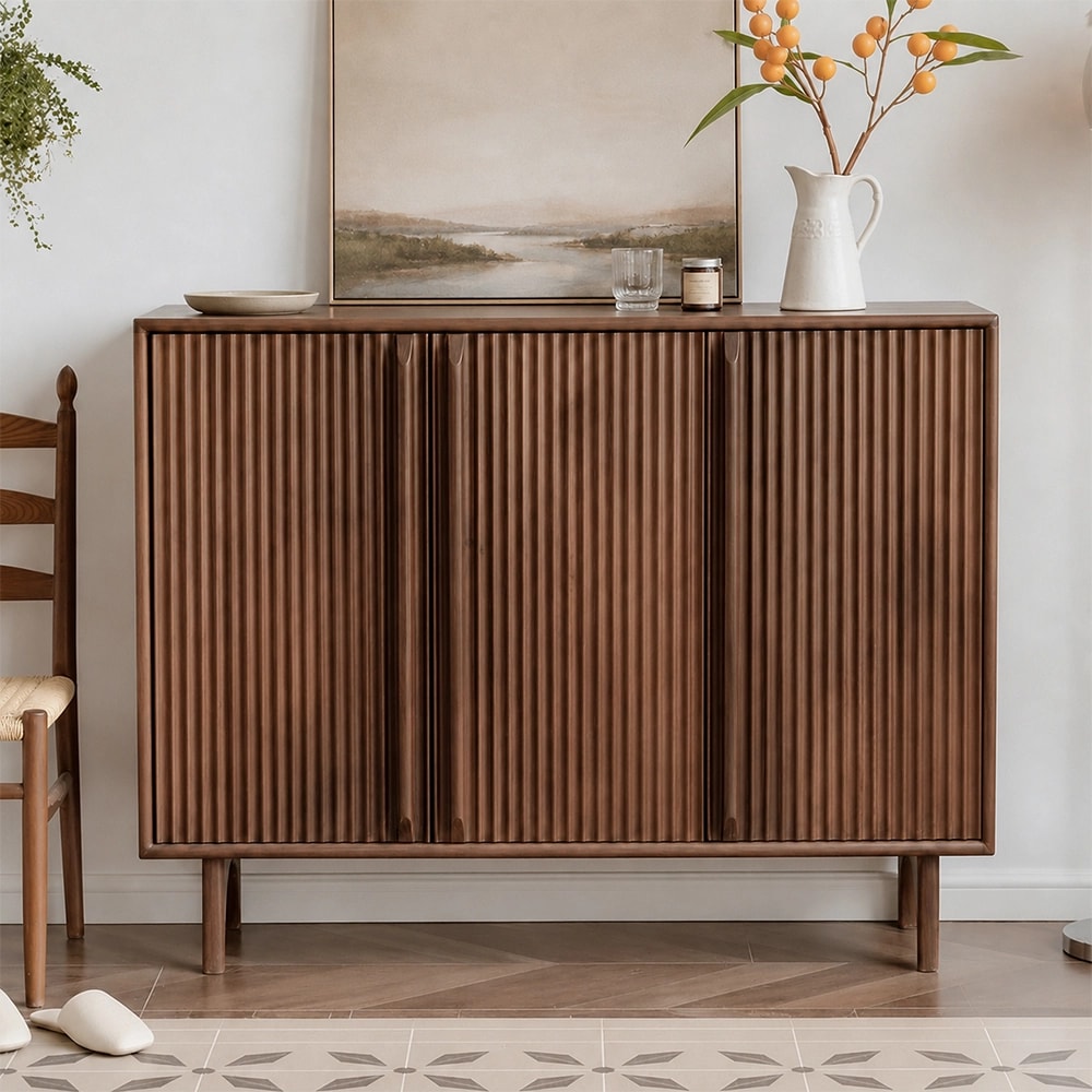 Black Walnut Vertical Grid Shoe Cabinet lifestyle 3