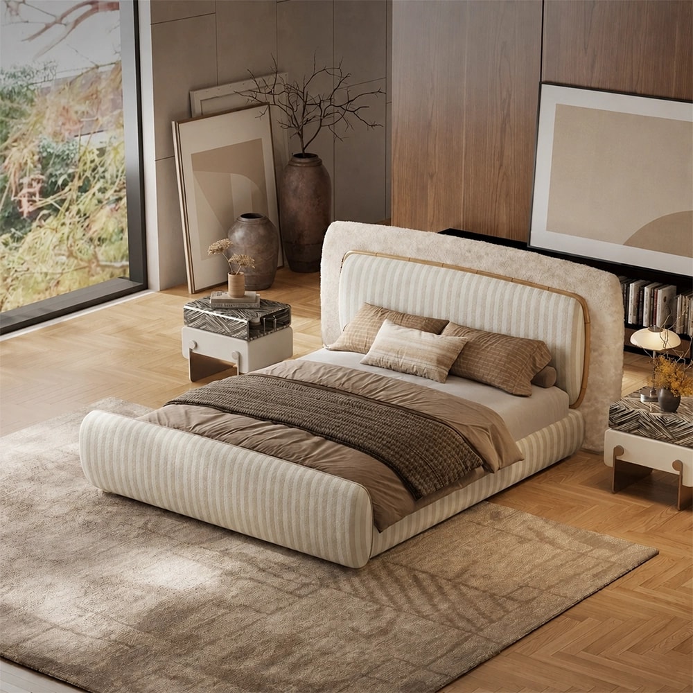 Boucle Fluted Upholstered Bed lifestyle 3