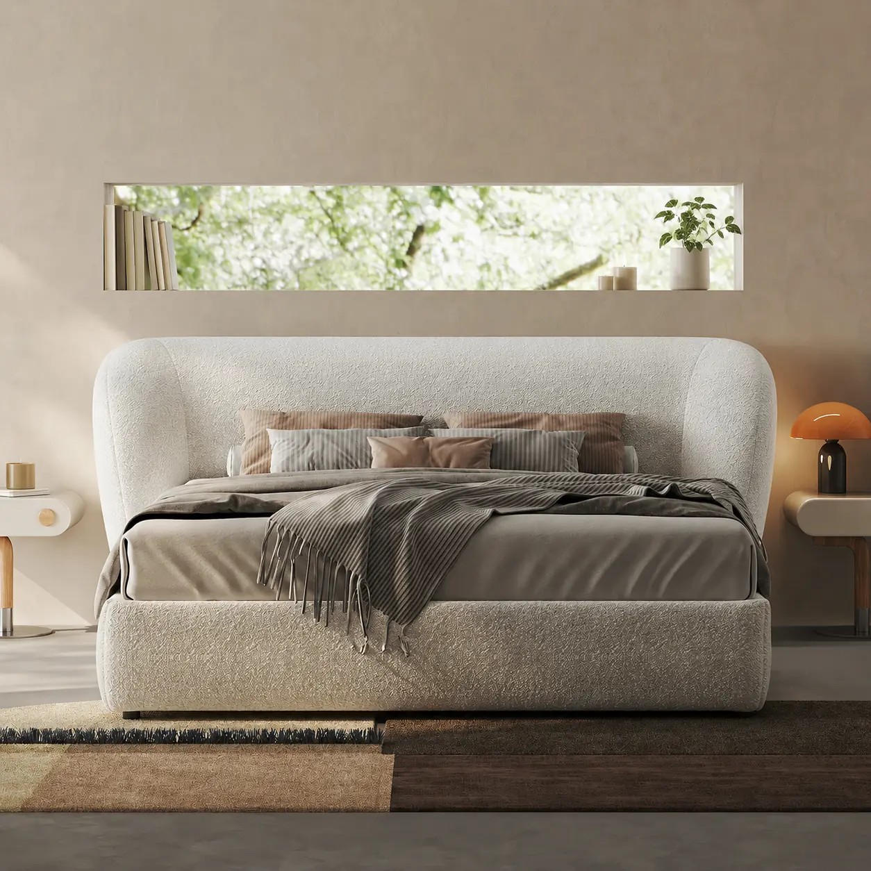 Minimalist Teddy Velvet Bed lifestyle 2