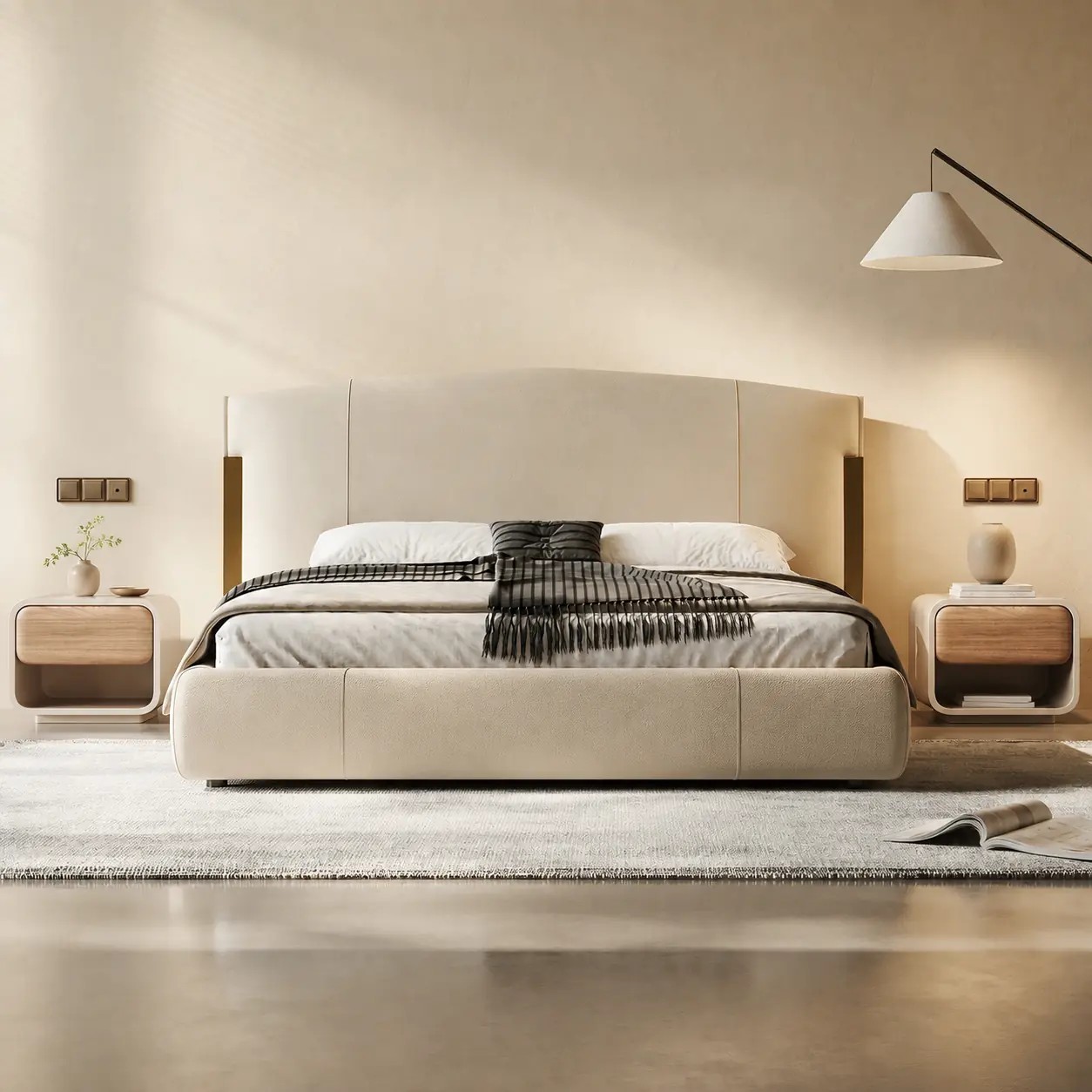 Leather Italian Minimalist Bed Frame lifestyle 2
