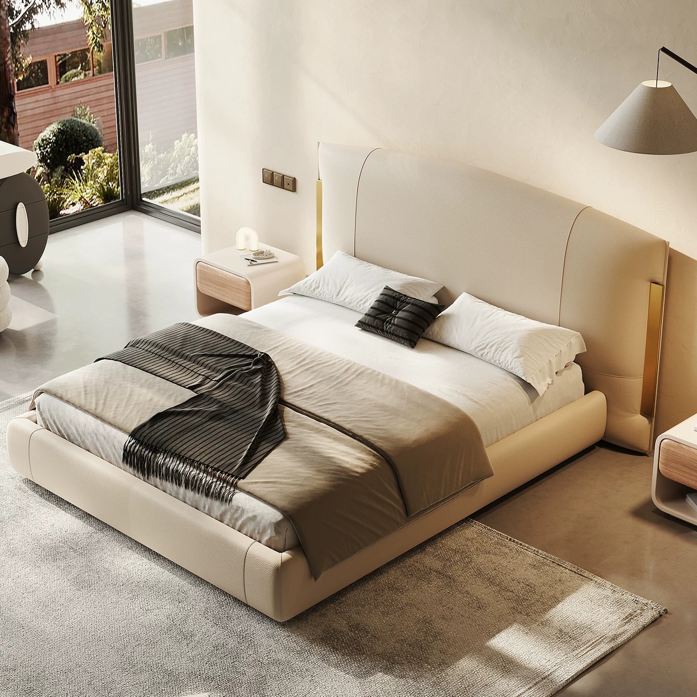 Leather Italian Minimalist Bed Frame lifestyle 3