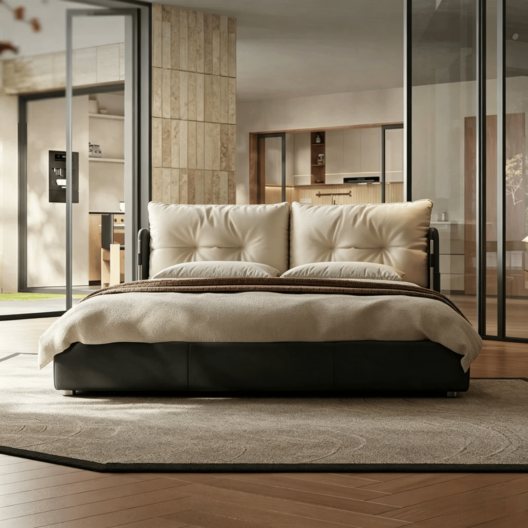 Genuine Leather Low Profile Bed lifestyle 2