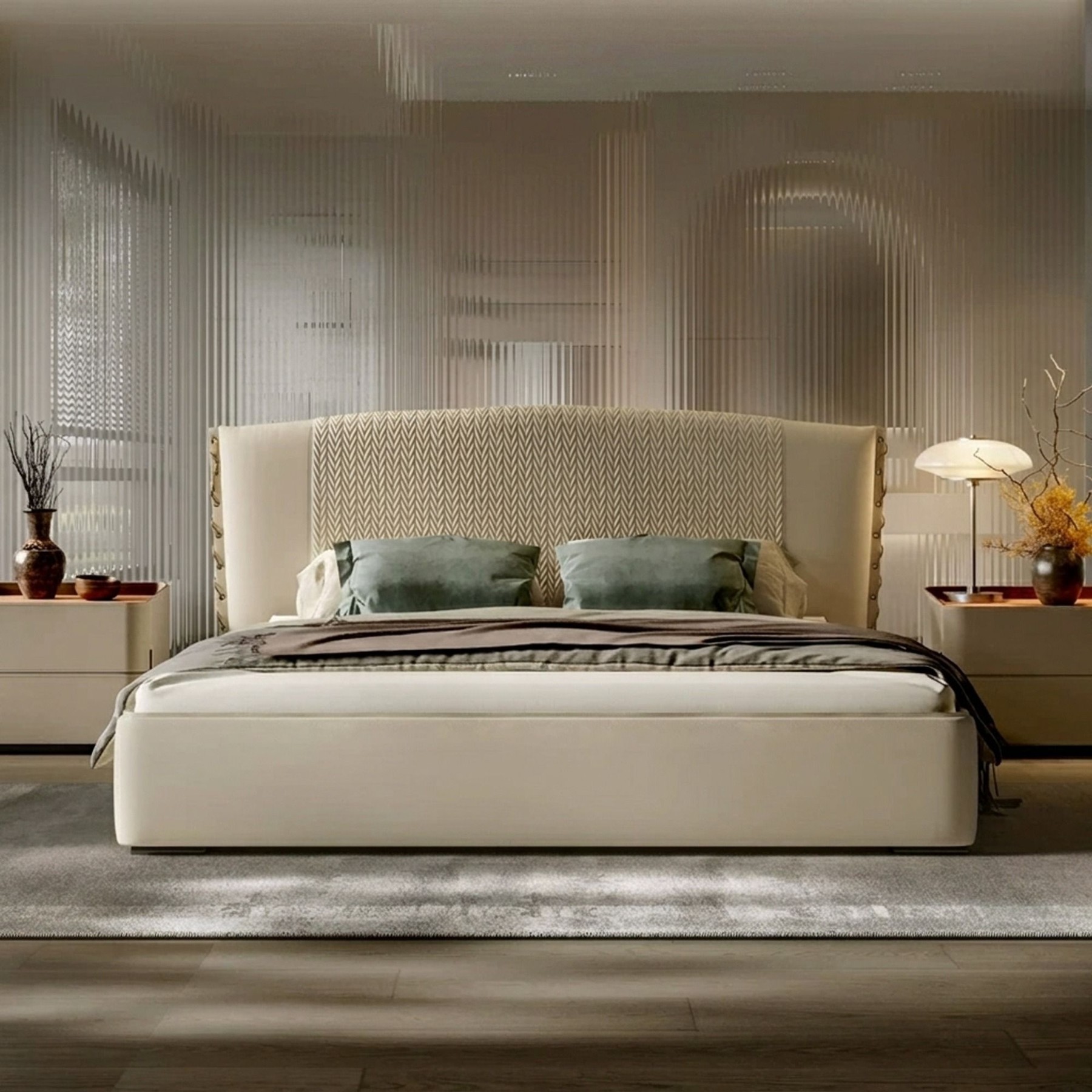 Nappa Leather Minimalist Bed lifestyle 2
