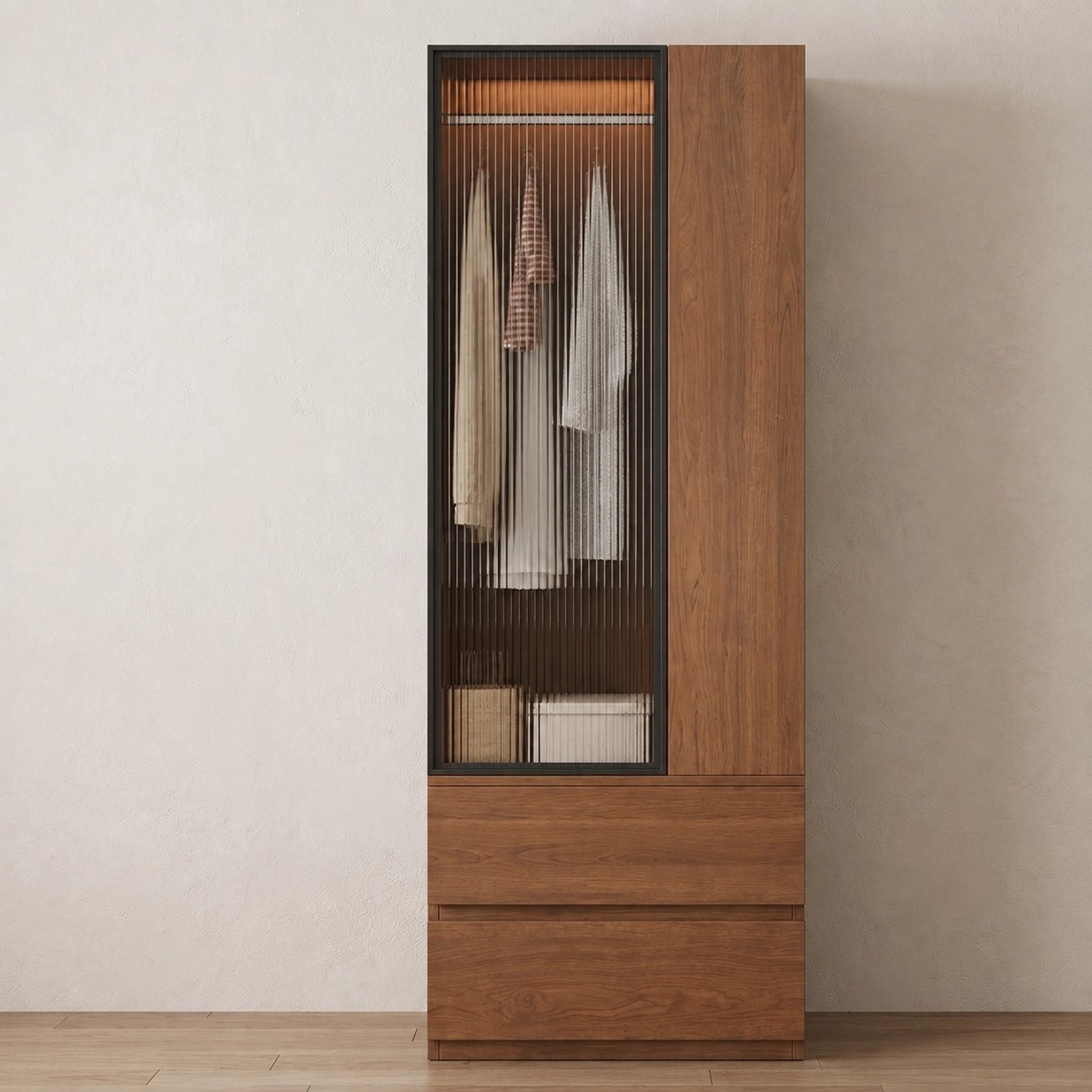 Vintage Wood Wardrobe with Glass Doors lifestyle 3
