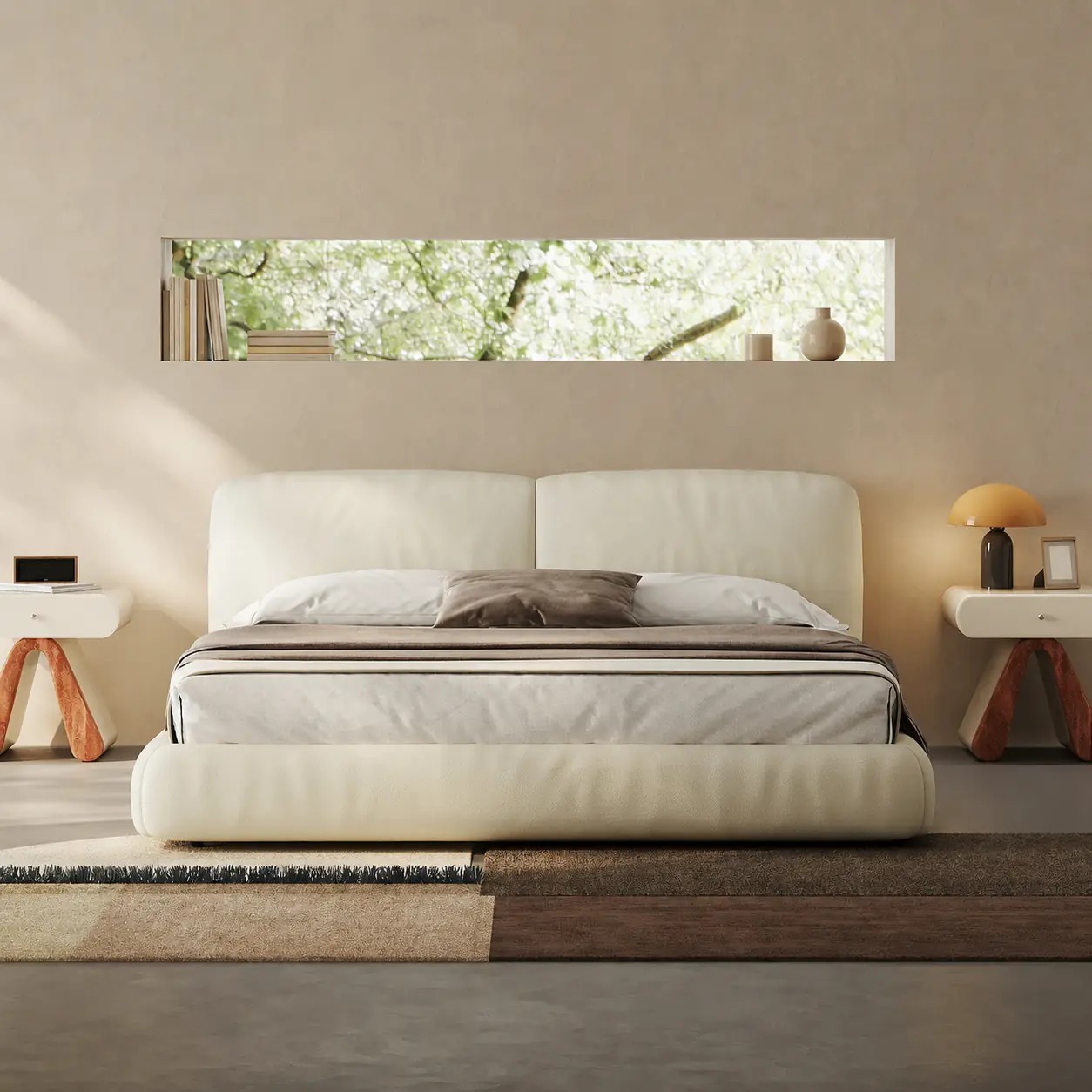 Beige Upholstered Bed Frame lifestyle 2