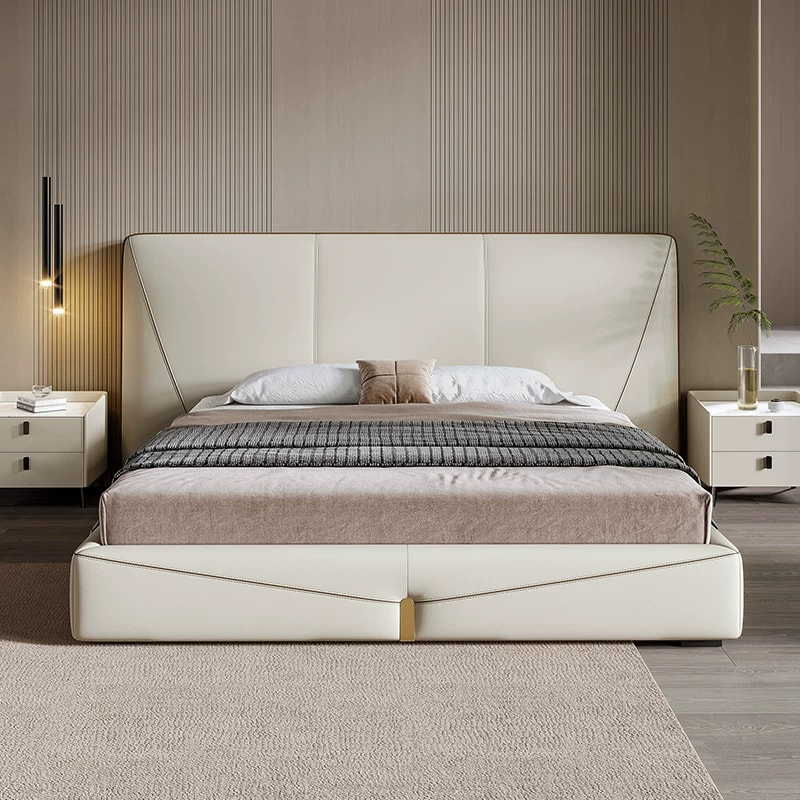 Modern Upholstered Leather Bed lifestyle 2