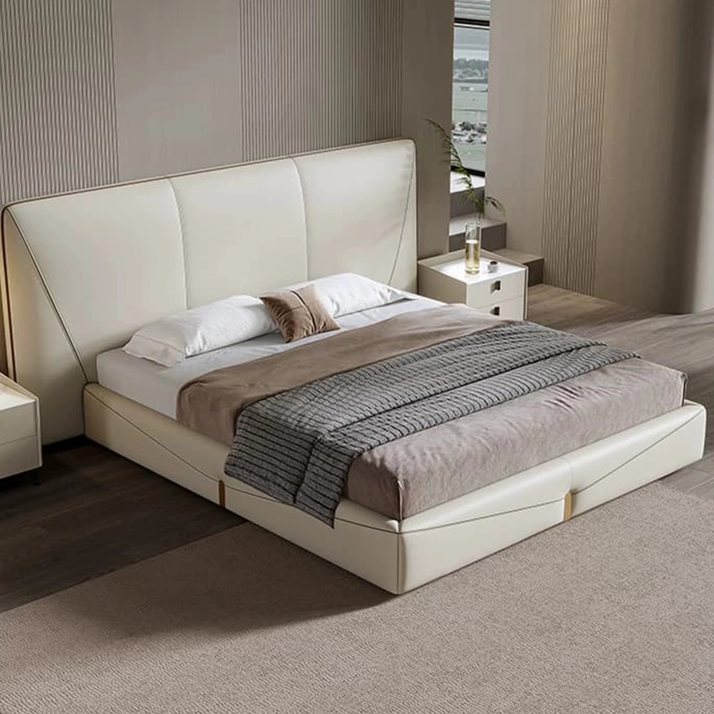 Modern Upholstered Leather Bed lifestyle 3