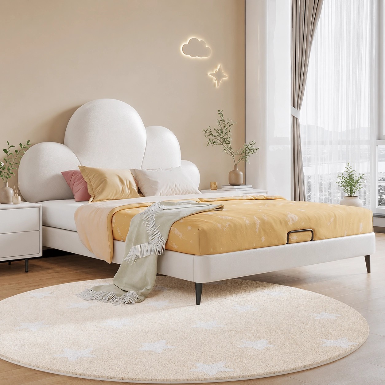 Cloud Leather Upholstered Bed lifestyle 3