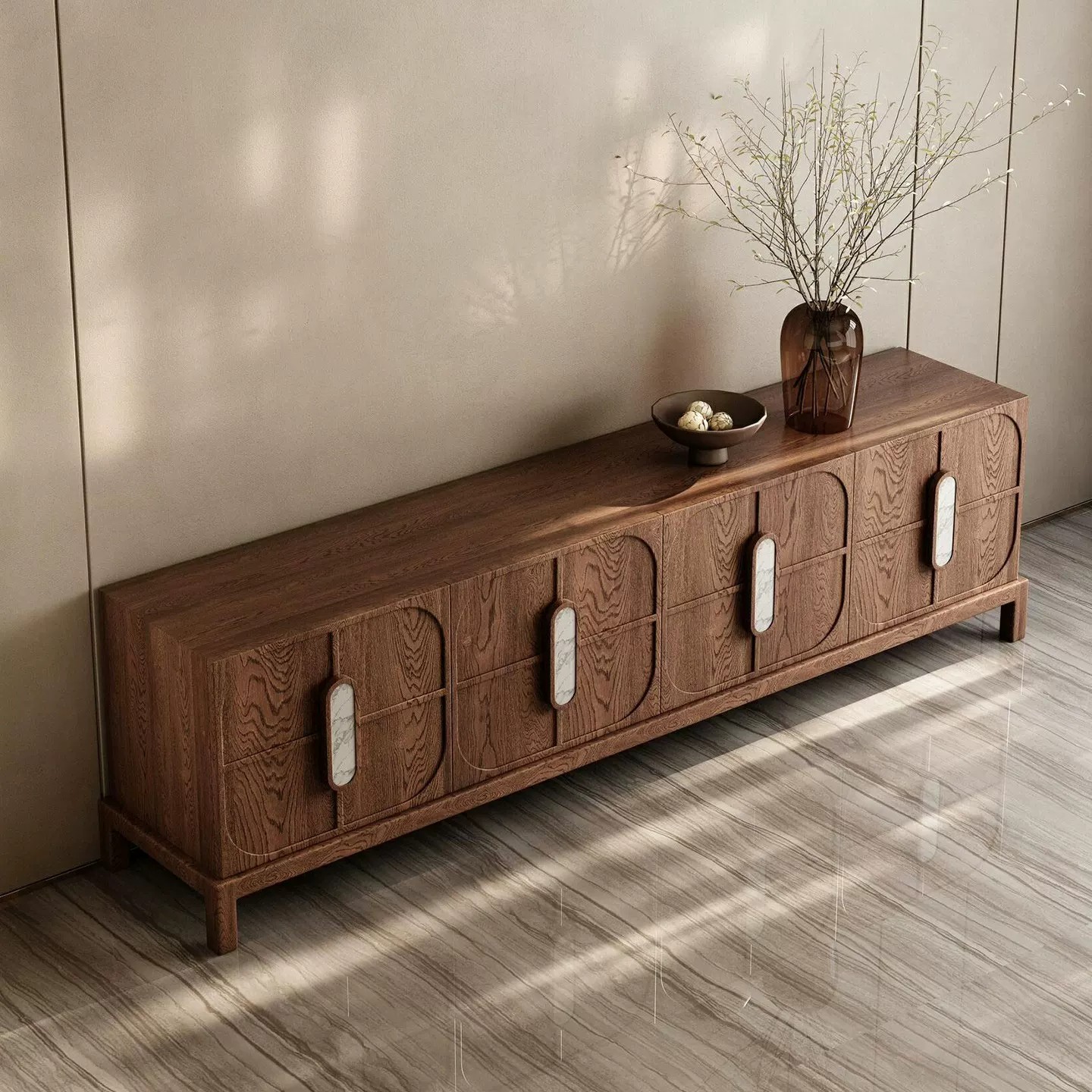 Solid Walnut Media Console lifestyle 3