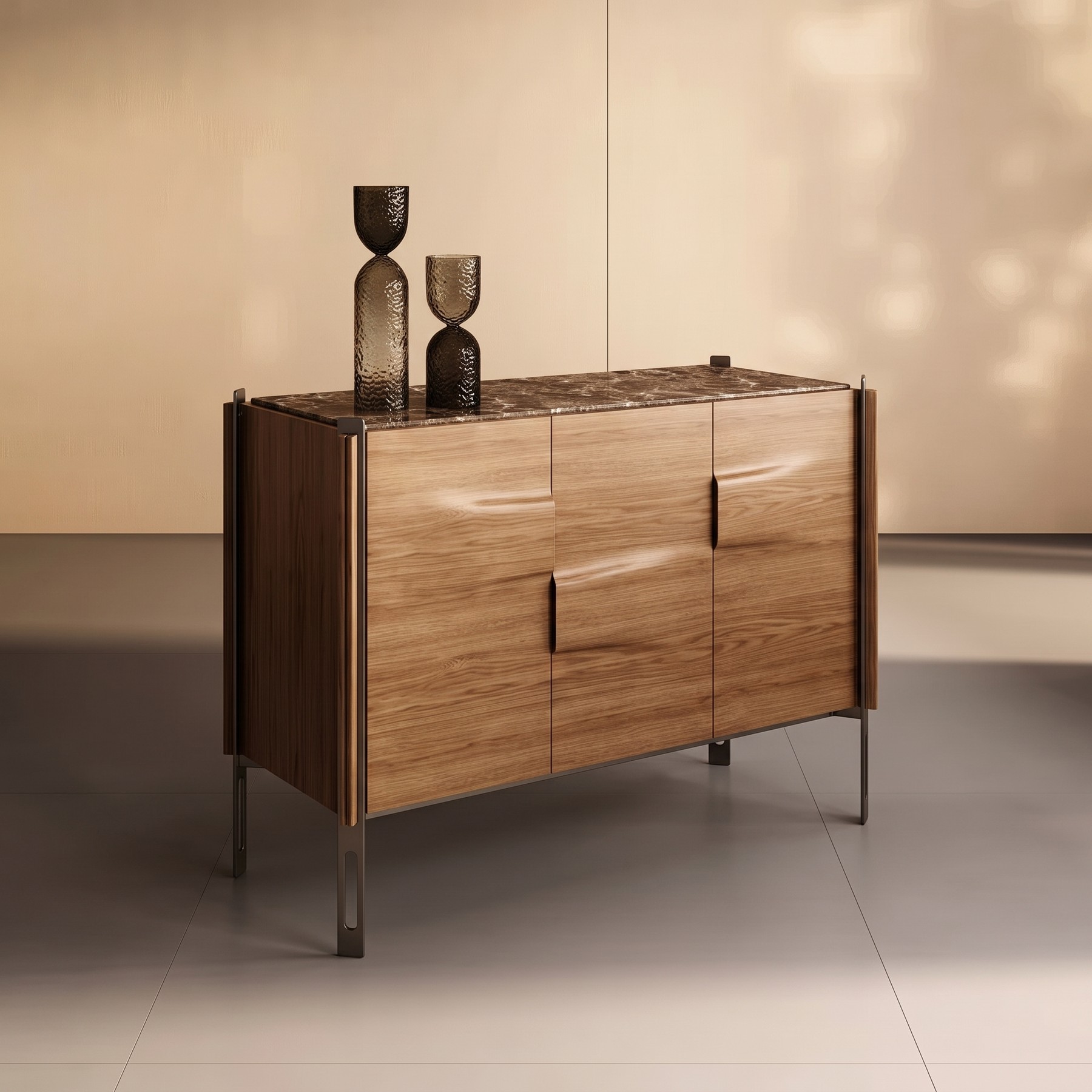 Minimalist Marble & Oak Shoe Cabinet lifestyle 3