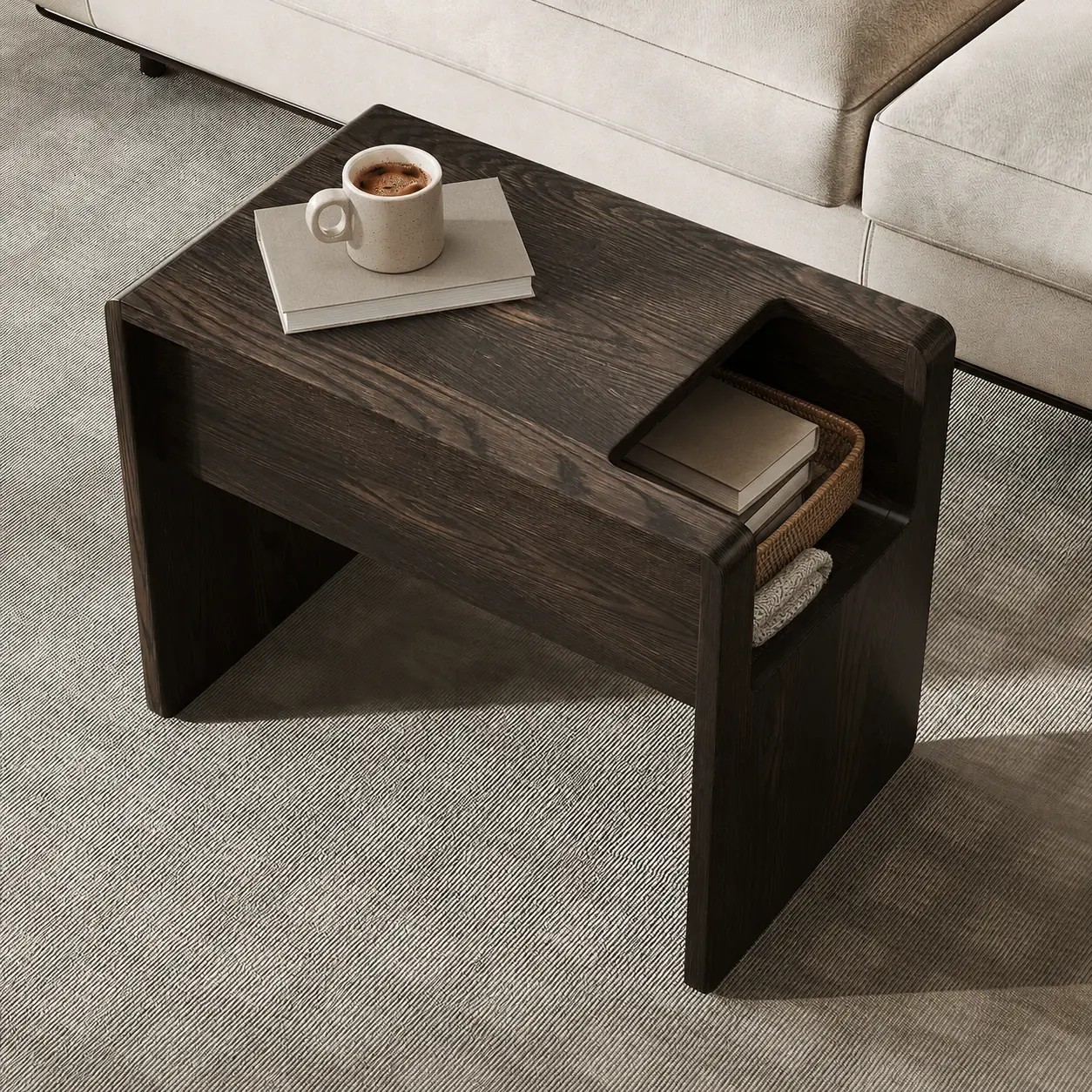 Solid Ash Wood Minimalist Side Table lifestyle 3