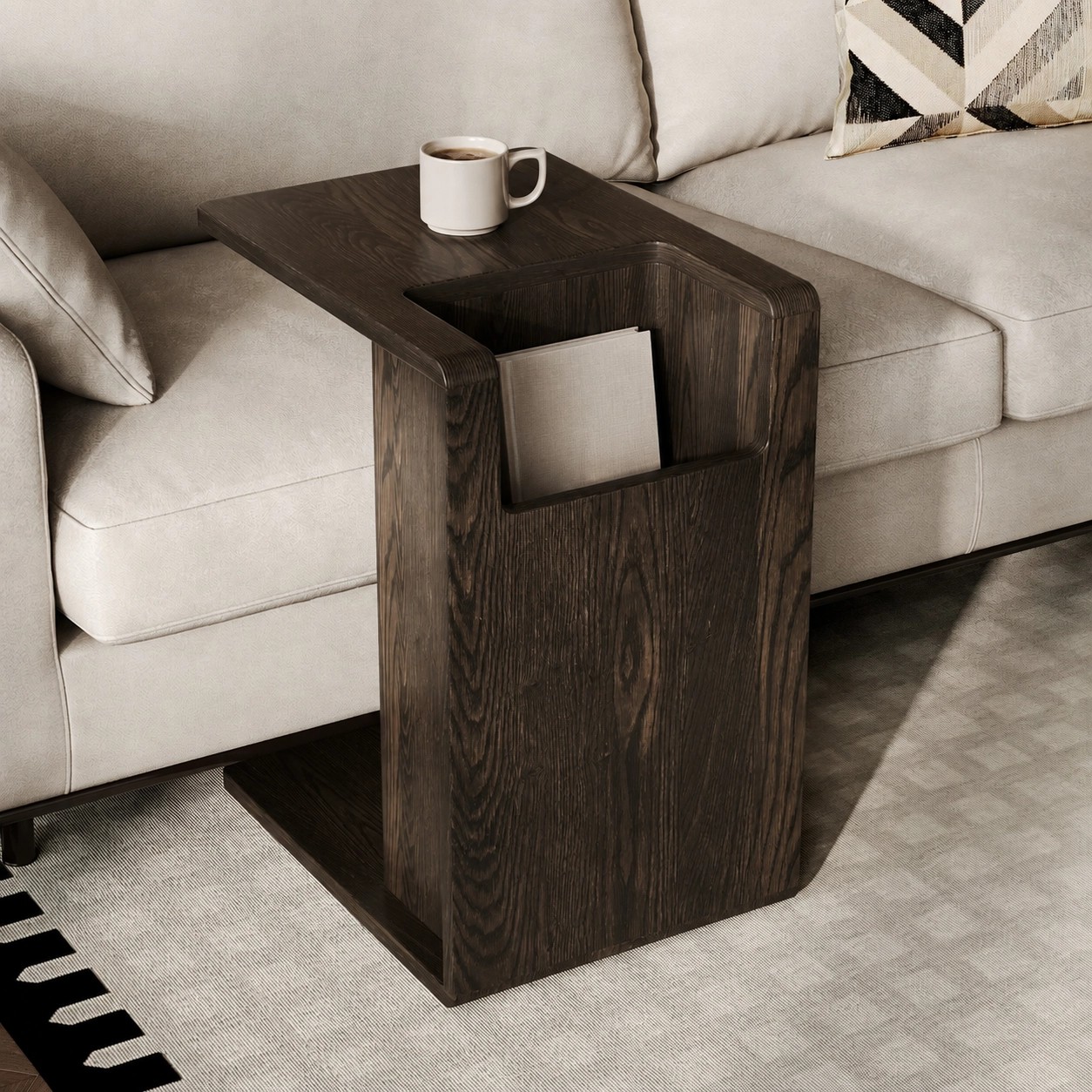 Solid Ash Wood Minimalist Side Table lifestyle 2
