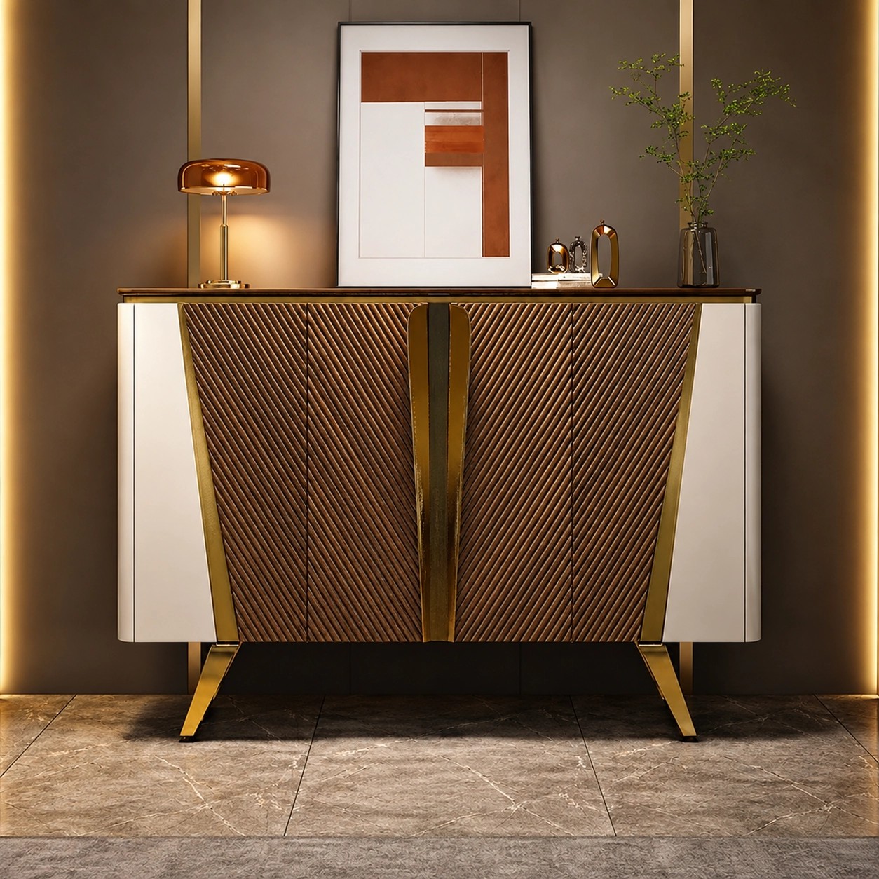 Wave-Paneled Shoe Cabinet lifestyle 2