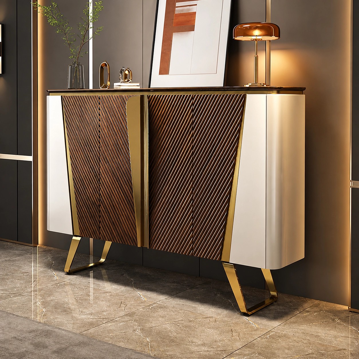 Wave-Paneled Shoe Cabinet lifestyle 3
