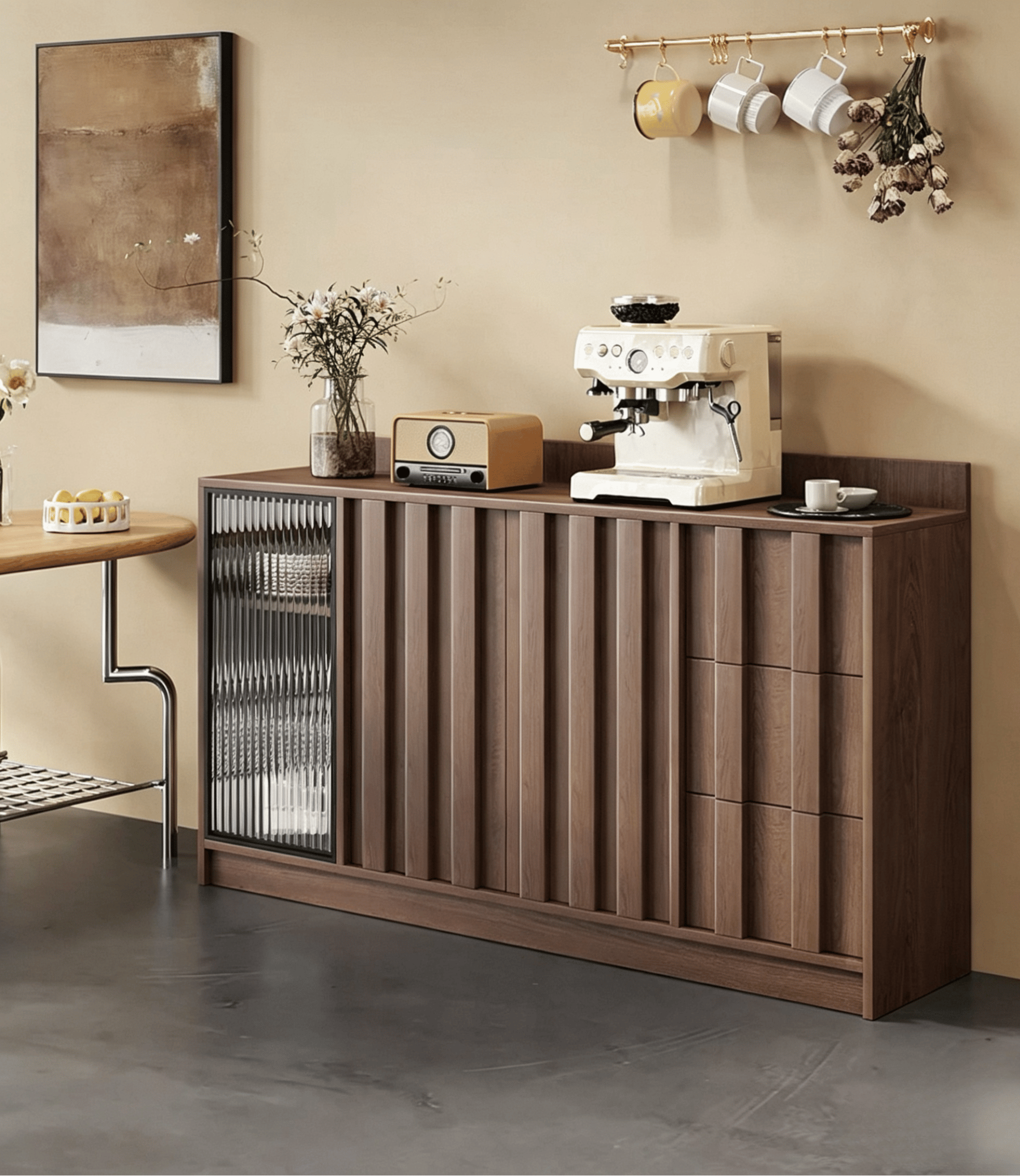Solid Pine Sideboard with Reeded Glass lifestyle 3