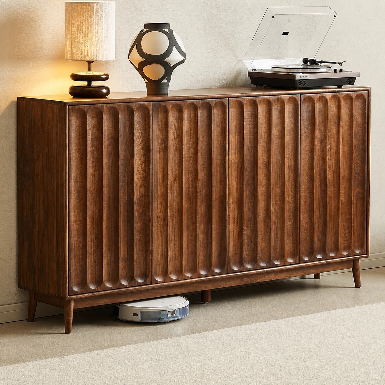 Solid Black Walnut Storage Cabinet lifestyle 3