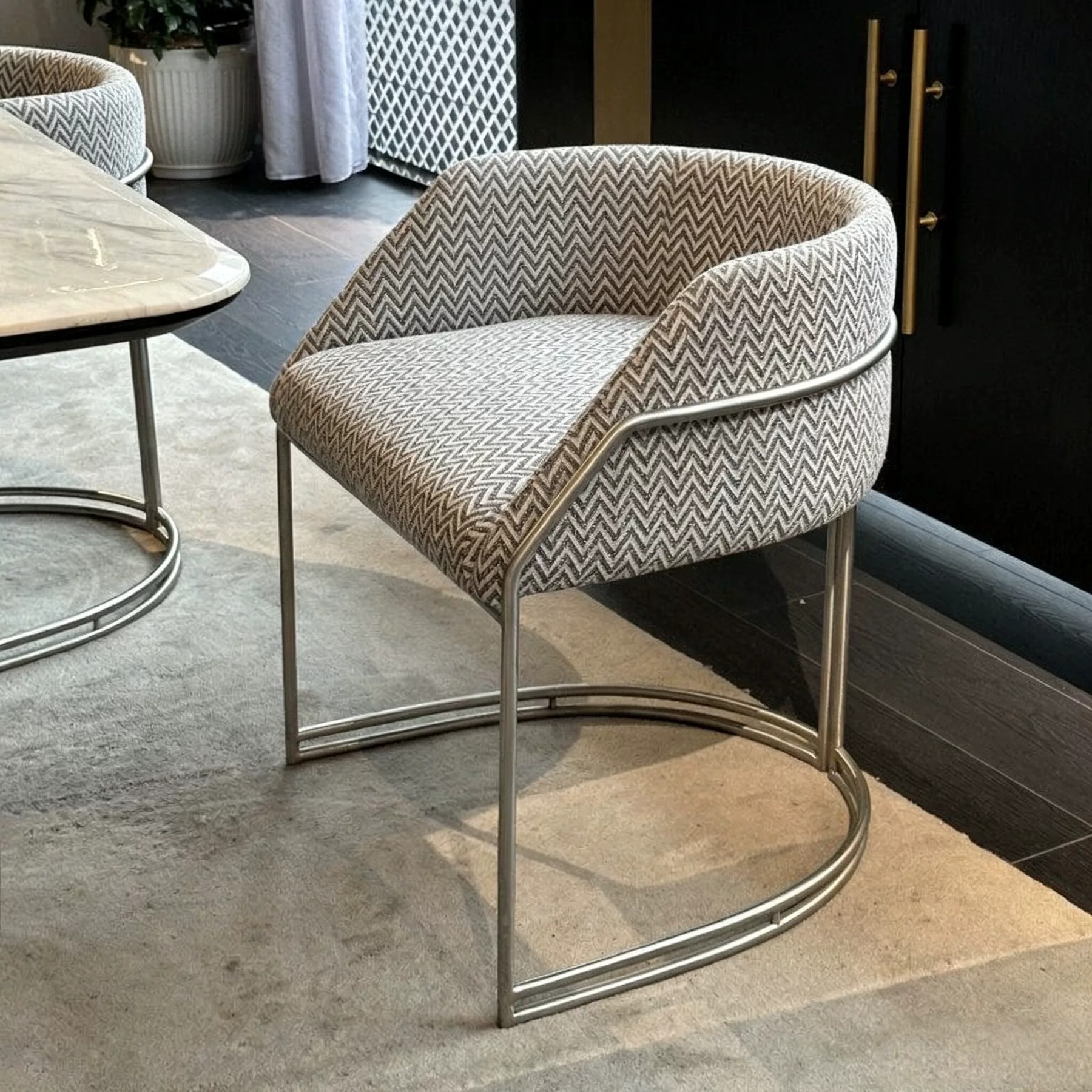 Upholstered Metal Dining Chair lifestyle 1