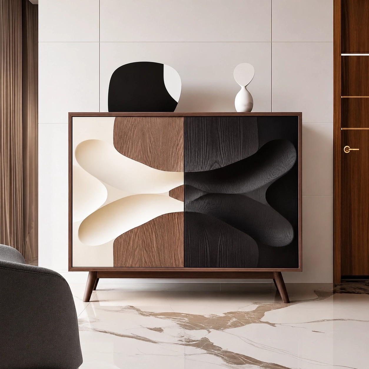 Two-Tone Solid Wood Entryway Cabinet lifestyle 3