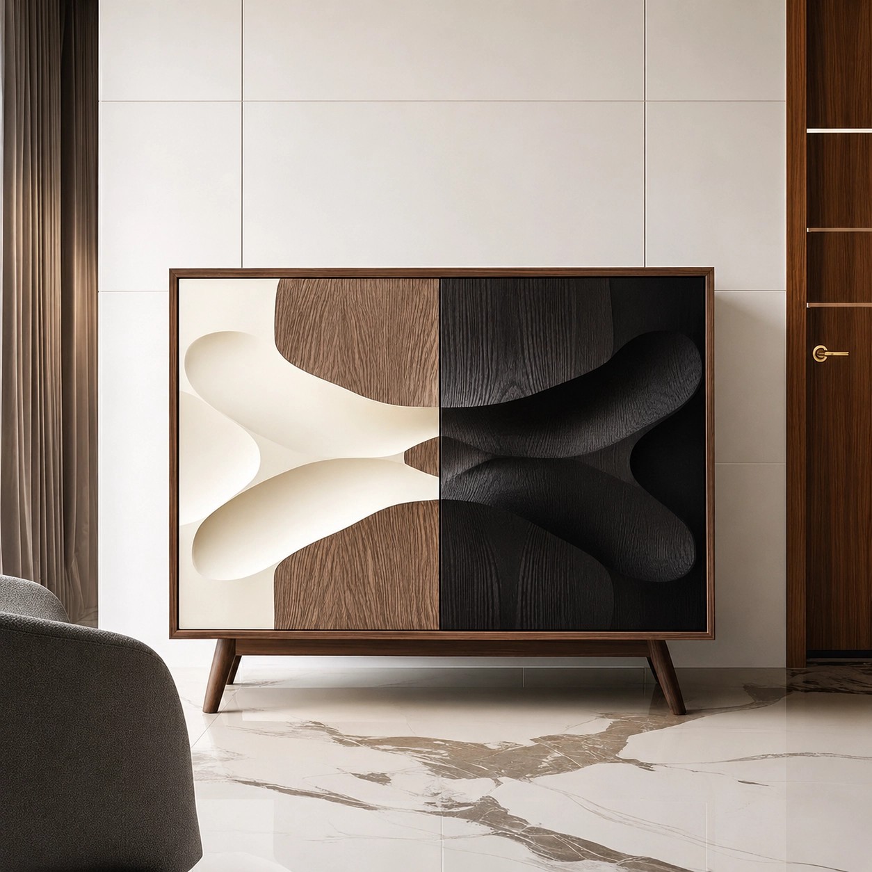 Two-Tone Solid Wood Entryway Cabinet lifestyle 2