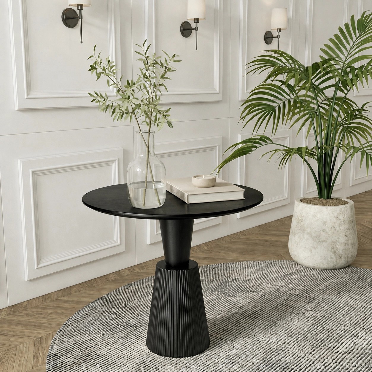 Solid Wood Round Side Table lifestyle 3