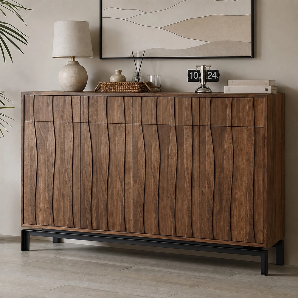 Walnut Wave Foyer Storage Cabinet lifestyle 3