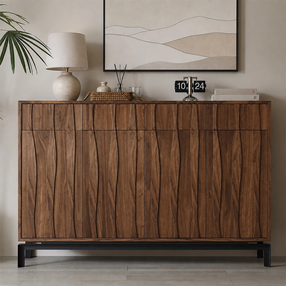 Walnut Wave Foyer Storage Cabinet lifestyle 2