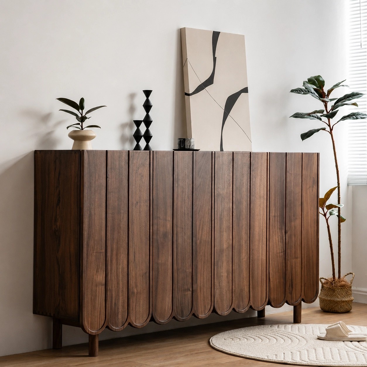 Minimalist Solid Walnut Shoe Cabinet lifestyle 3
