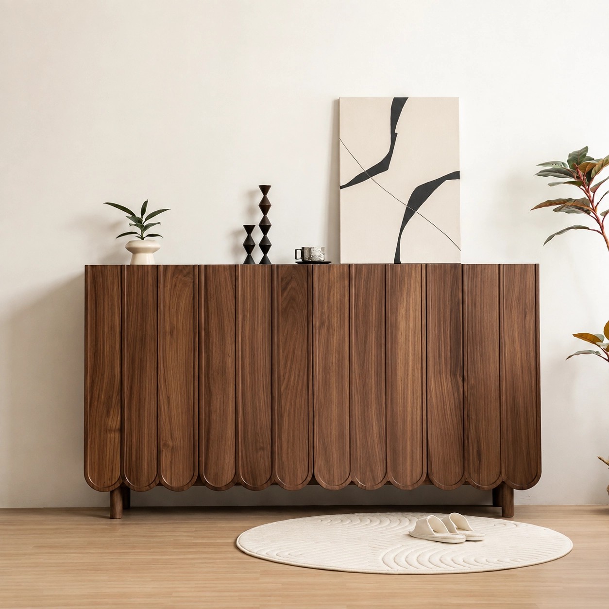 Minimalist Solid Walnut Shoe Cabinet lifestyle 2