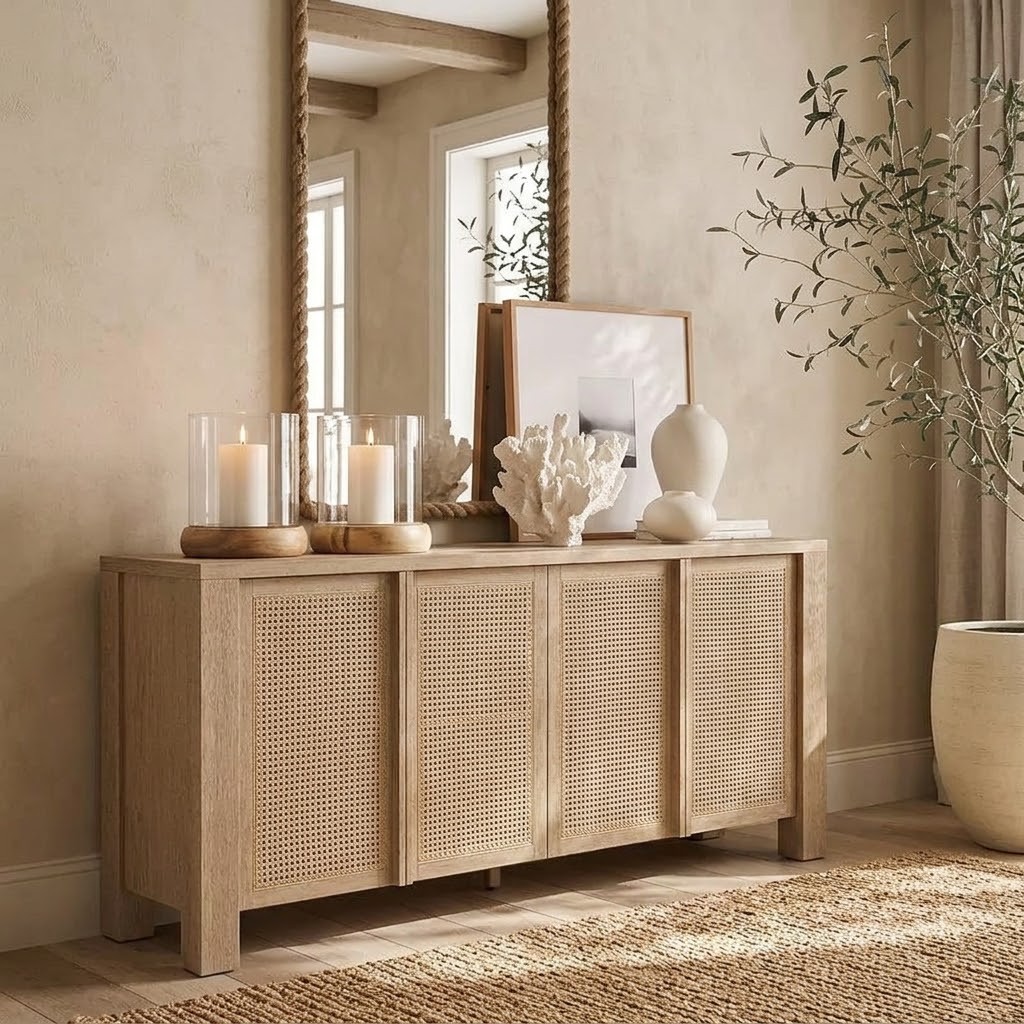 Solid Ash Rattan Sideboard lifestyle 3