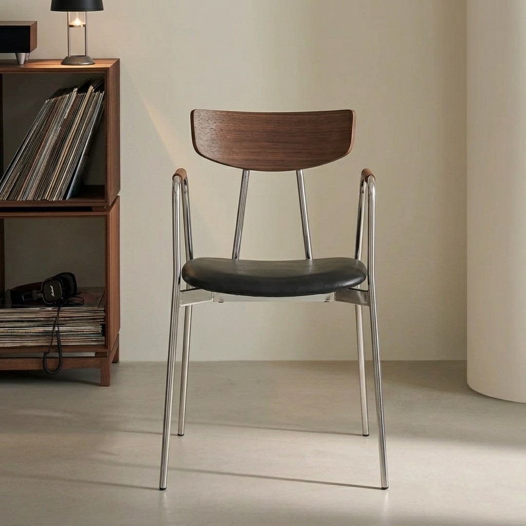 Minimalist Leather Dining Chair lifestyle 2