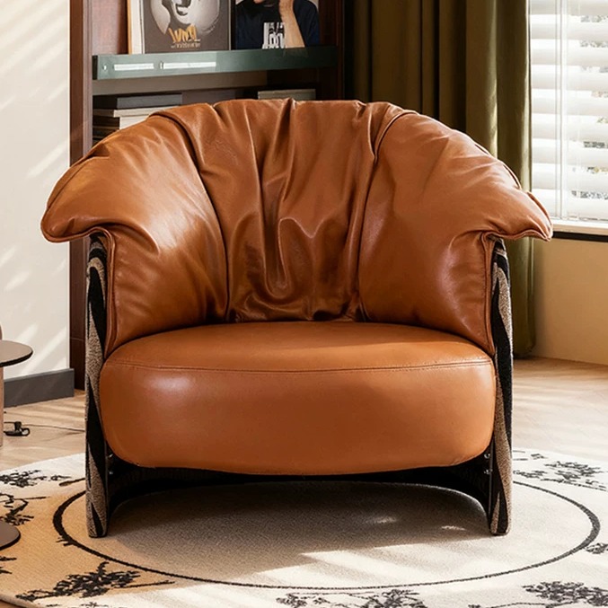 Vintage Mid-Century Eco-Leather Striped Armchair lifestyle 1