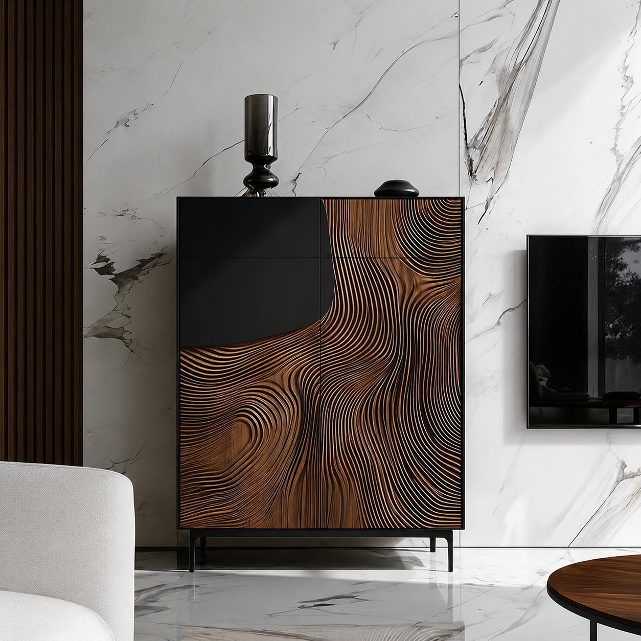 Color-Blocked Wood Entryway Cabinet lifestyle 3