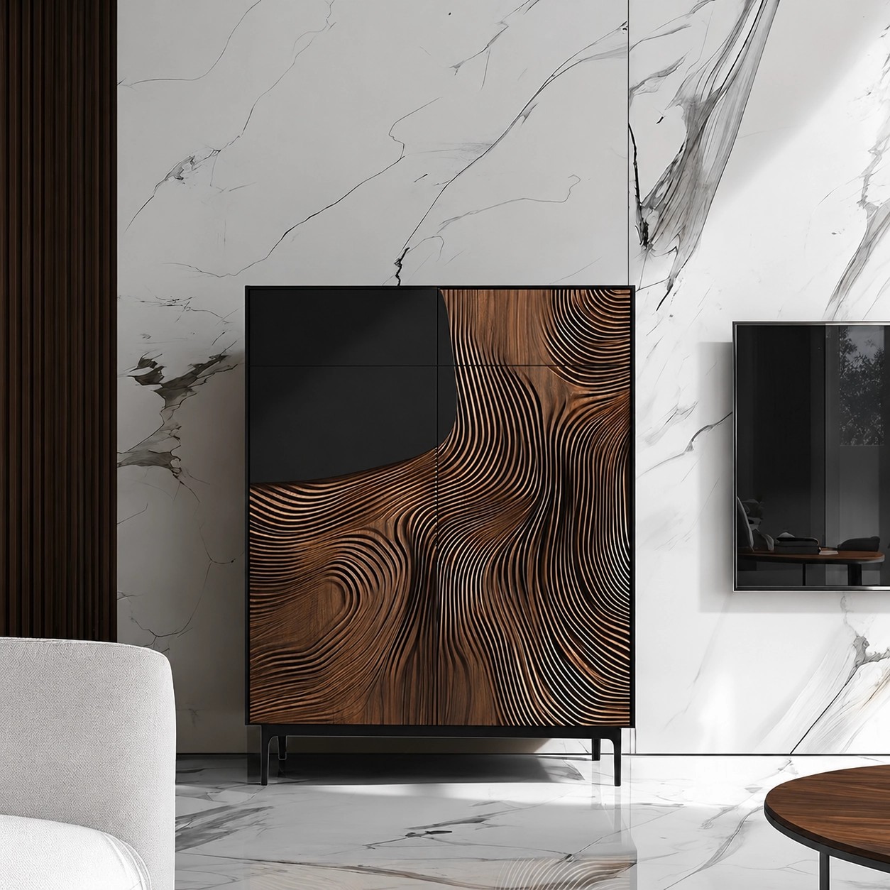 Color-Blocked Wood Entryway Cabinet lifestyle 2