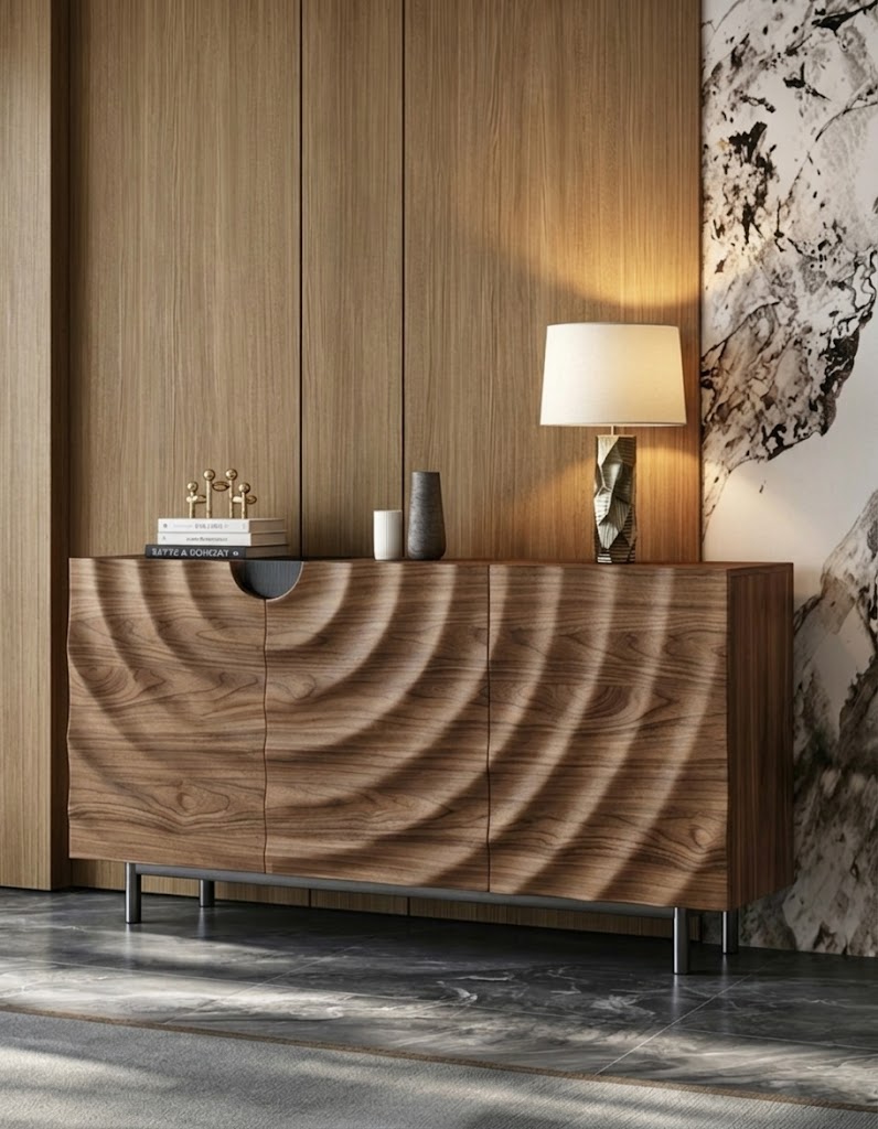 Walnut Sideboard with Wavy Doors lifestyle 3