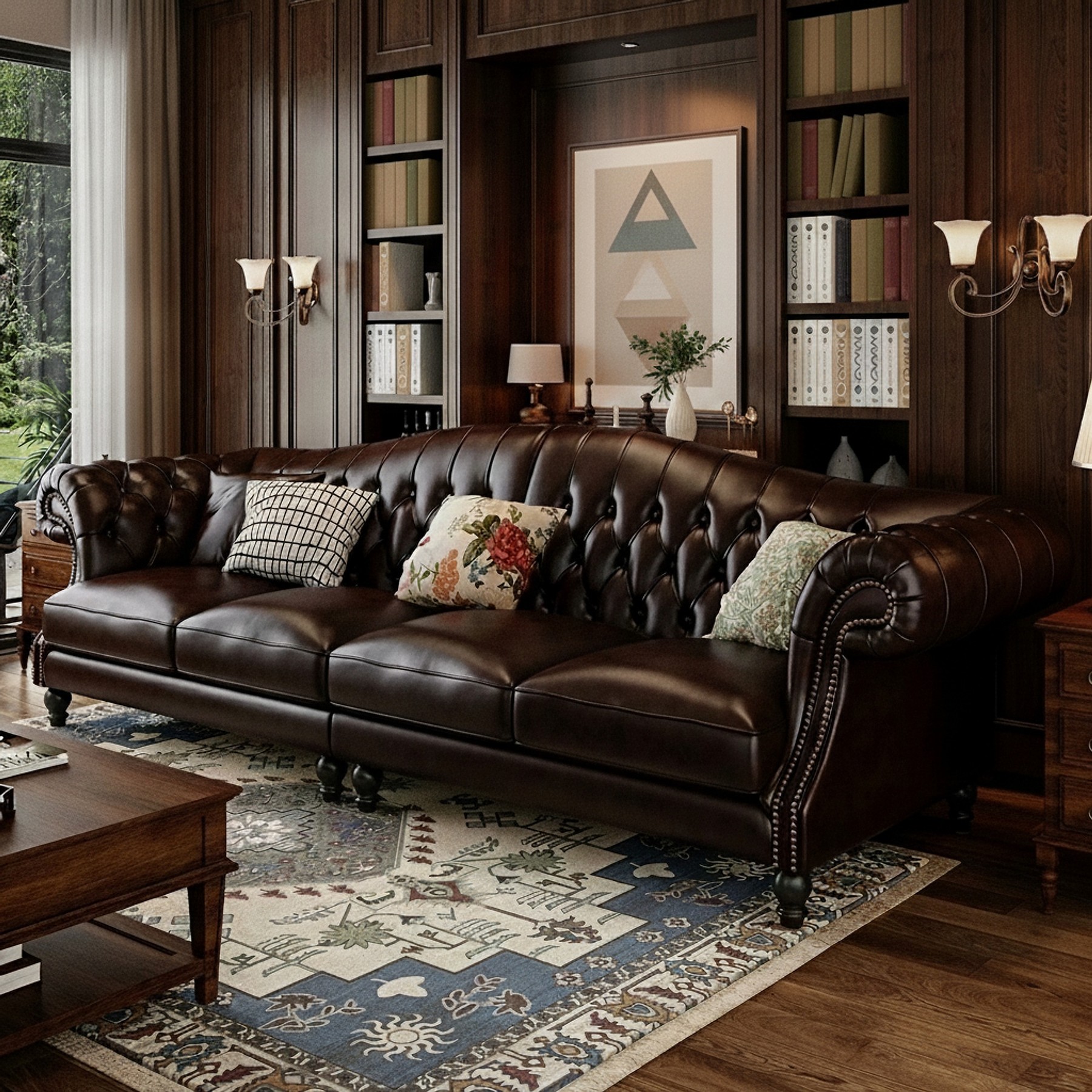 Vintage Tufted Leather Sofa lifestyle 3