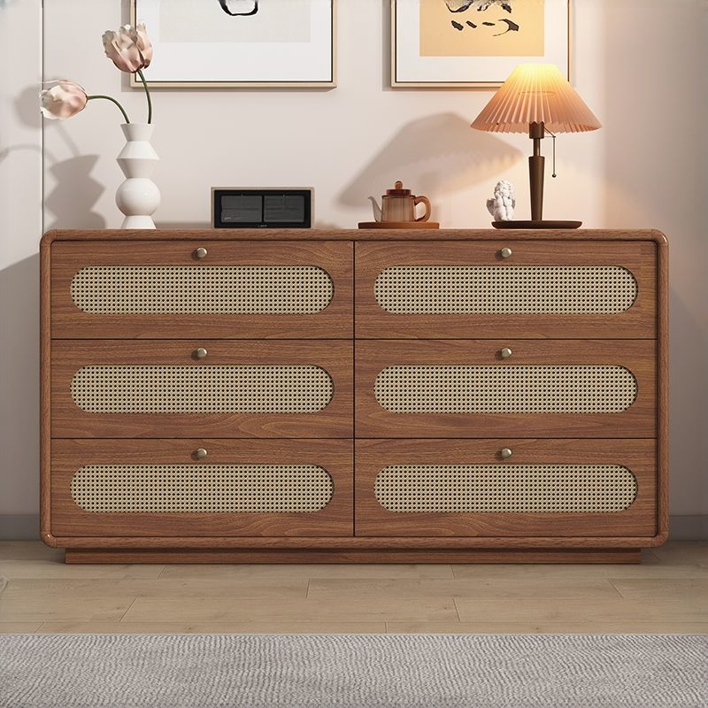 Auburn Wood & Rattan Storage Cabinet lifestyle 2