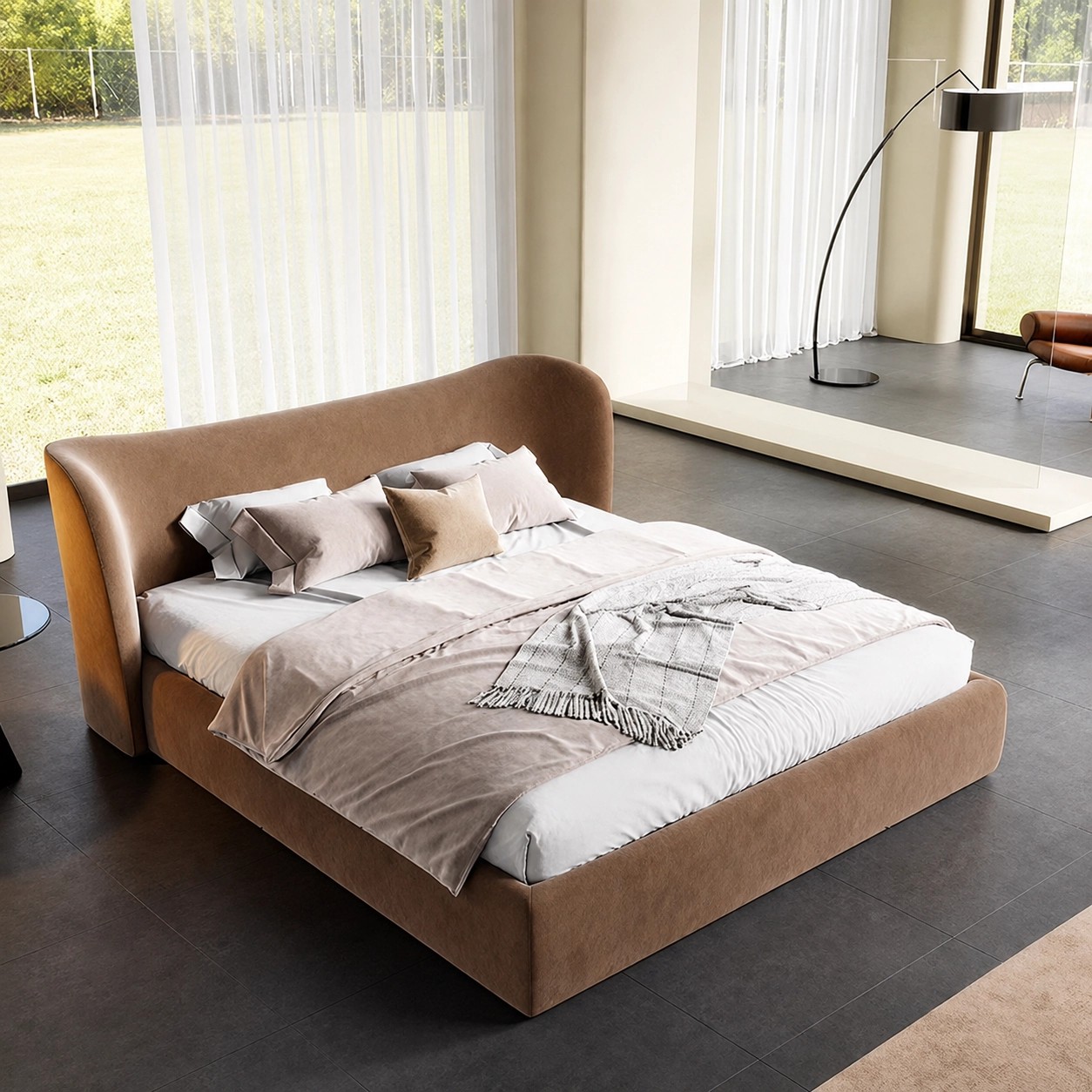 Plush Upholstered Minimalist Bed lifestyle 3