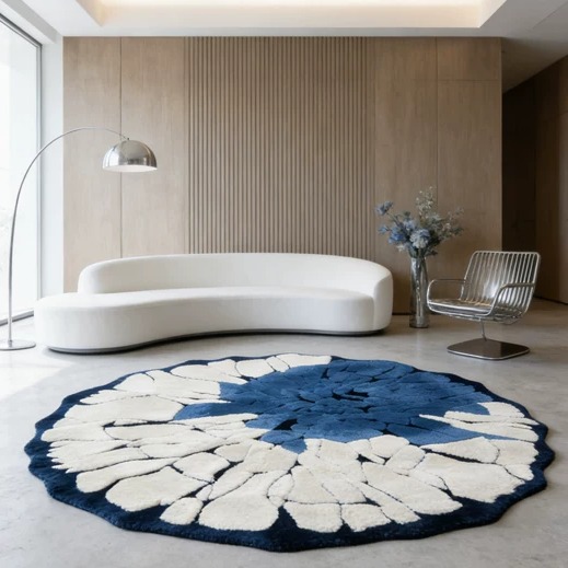 Vintage Milk Silk Round Rug lifestyle 1