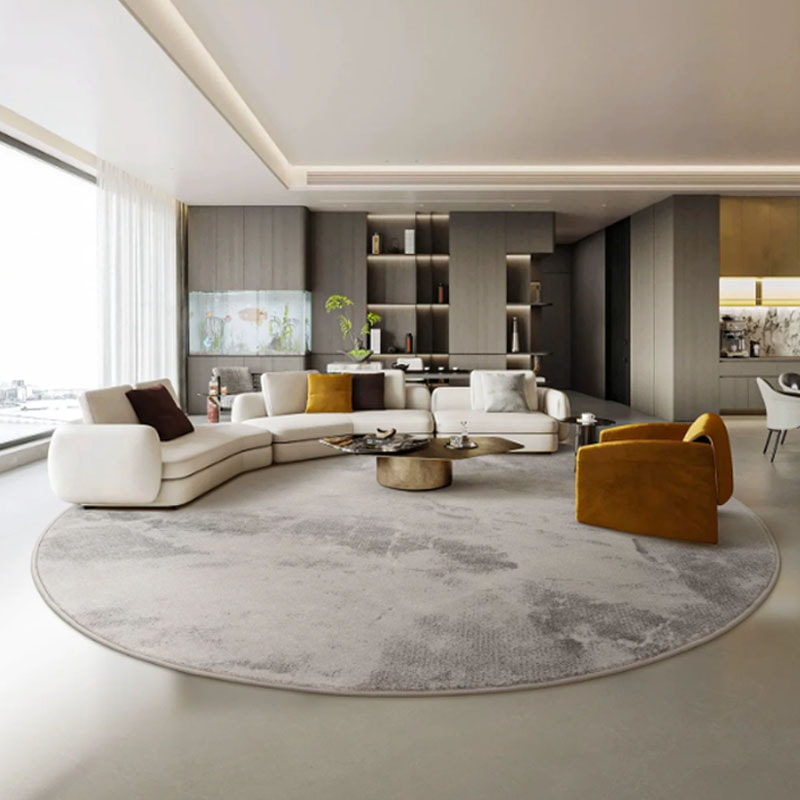 Modern Minimalist Round Rug lifestyle 1