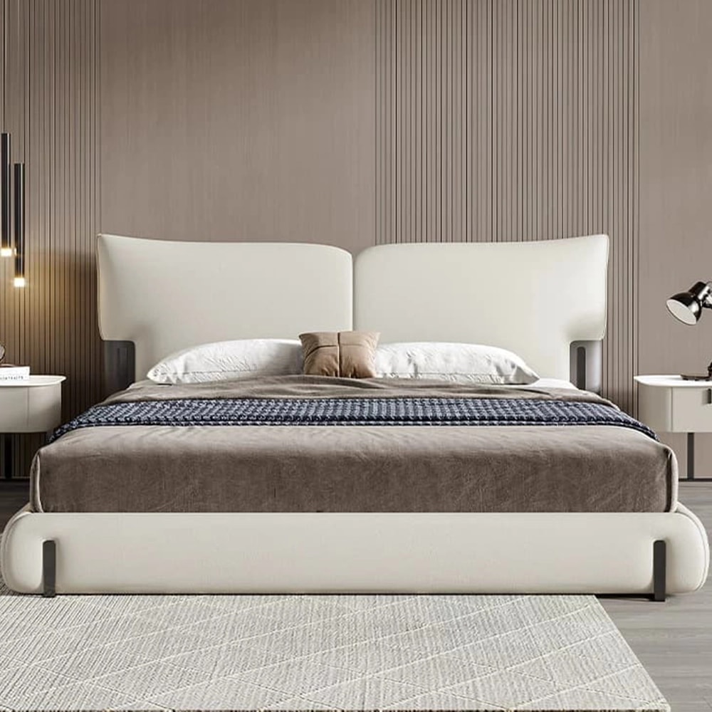 Off-White Leather Bed Frame lifestyle 3