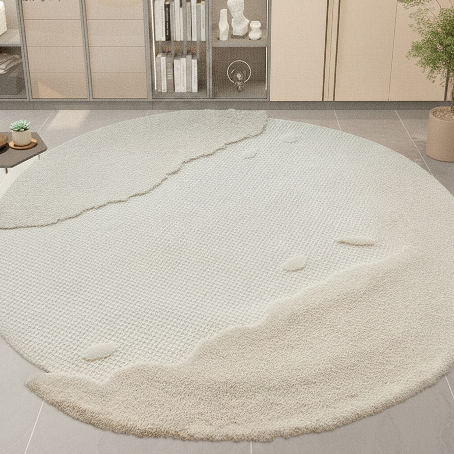 Round Wool-Lined Wave Rug lifestyle 2